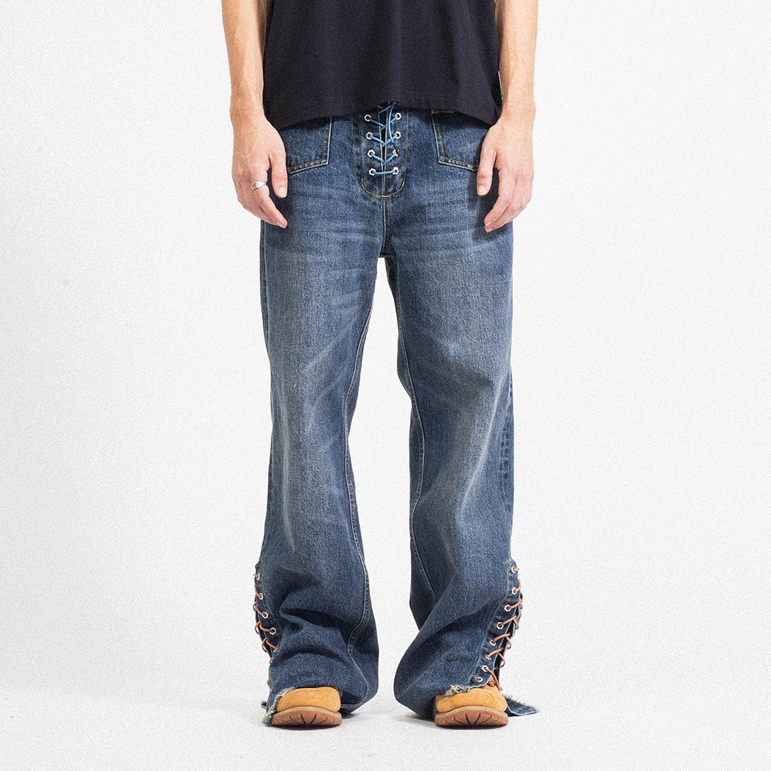 [STOCKHOLM (SURFBOARD) CLUB] LAX LACE-UP TROUSERS  _ BLUE