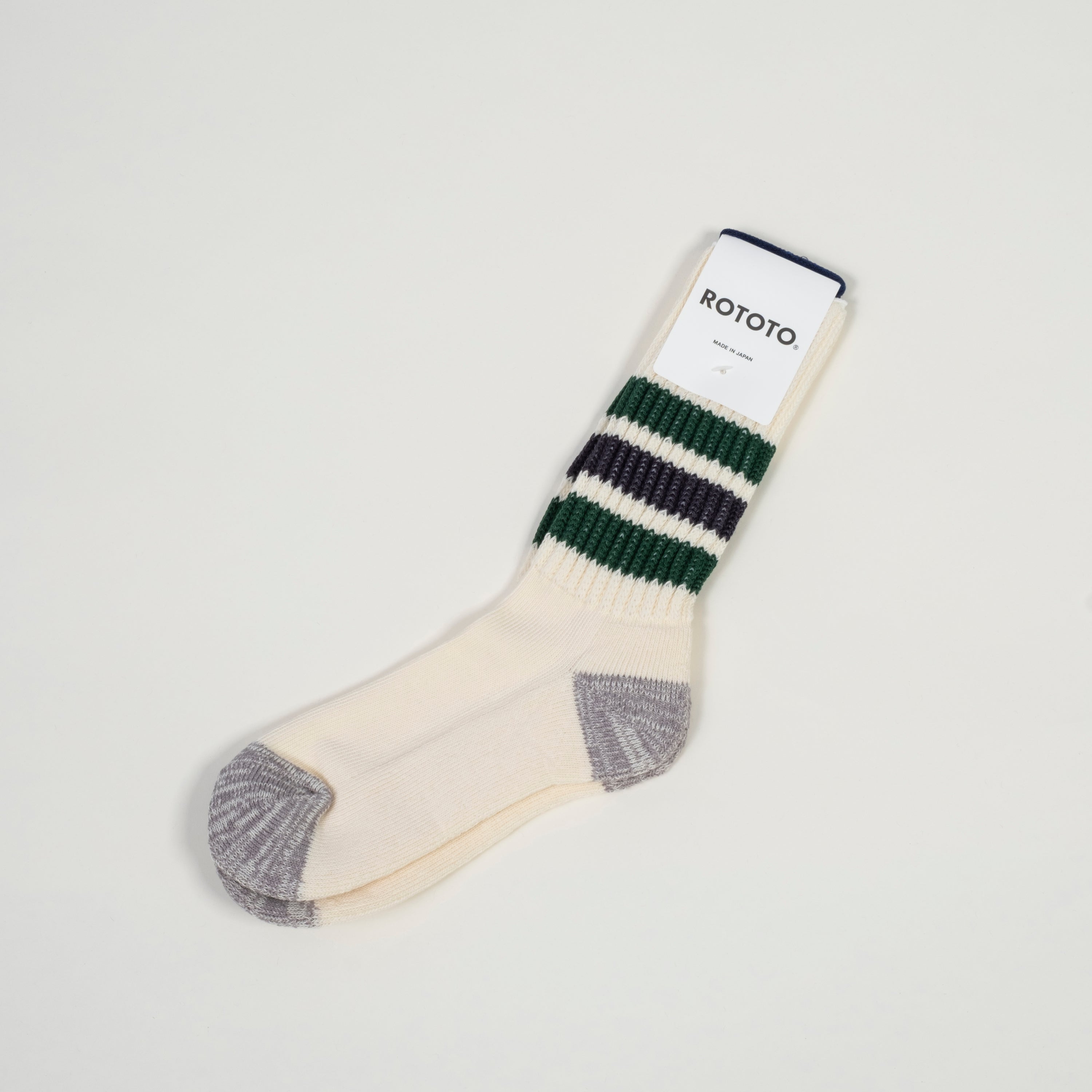 [ROTOTO] R1255 COARSE RIBBED _ GREEN/CHAROCAL