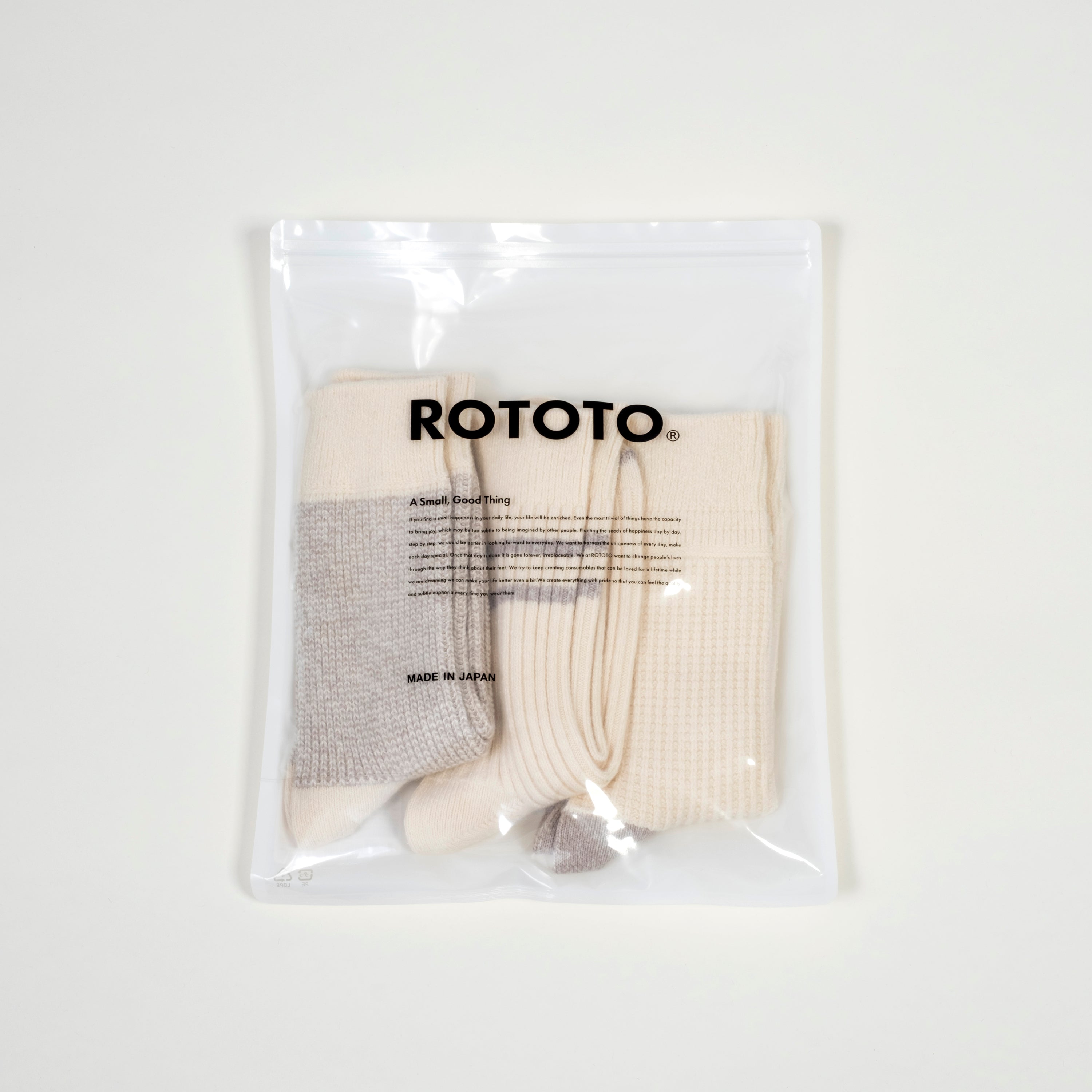 [ROTOTO] R1574 RECYCLED COTTON/W _ OFF WHITE/GREY