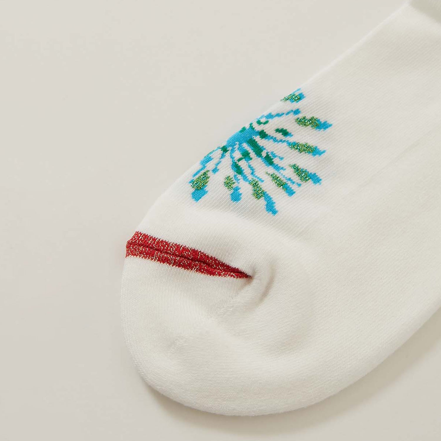 [BLUE BLUE JAPAN] UNISEX KNITTED FIREWORKJACQUARD GLITTER SOCKS _ WHITE