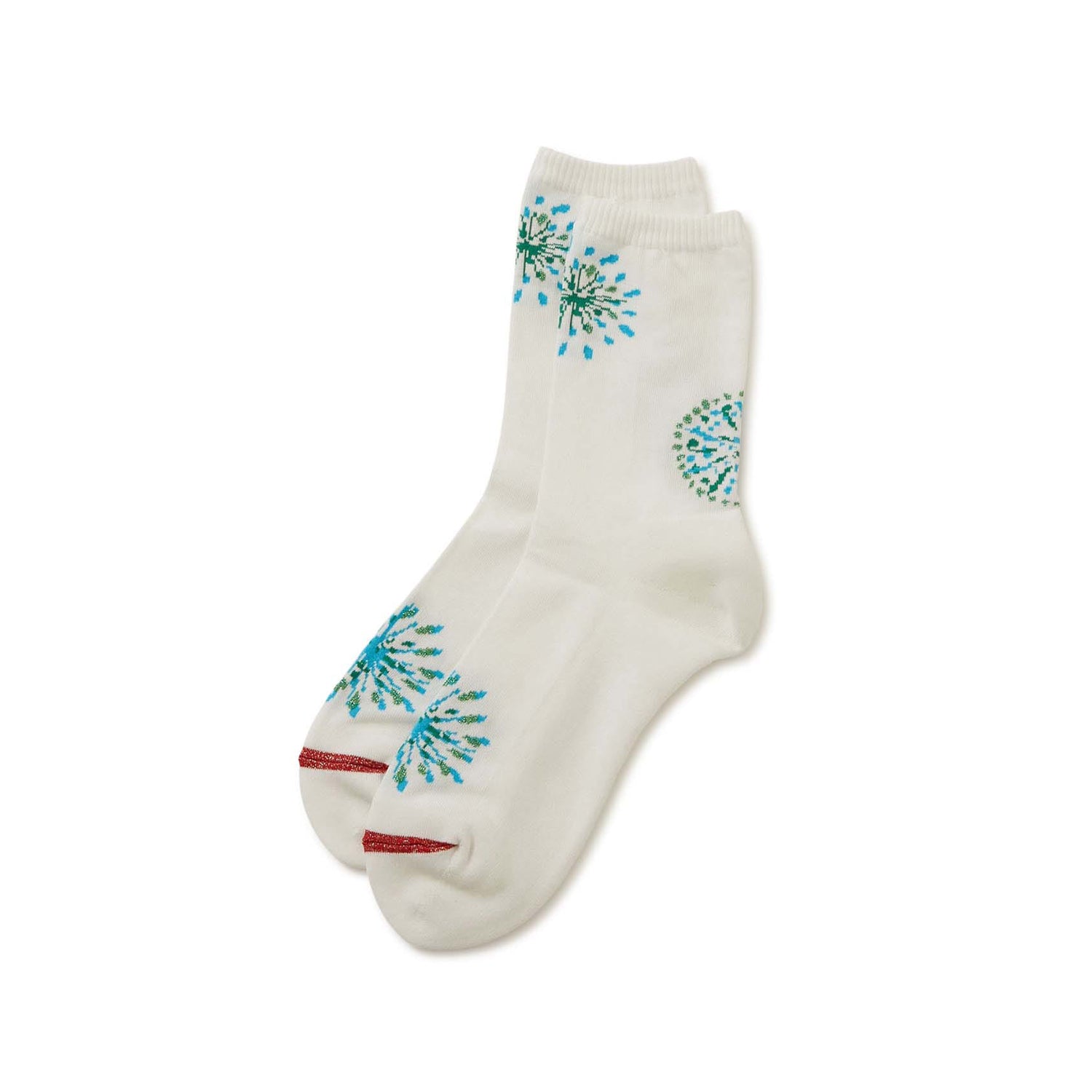 [BLUE BLUE JAPAN] UNISEX KNITTED FIREWORKJACQUARD GLITTER SOCKS _ WHITE