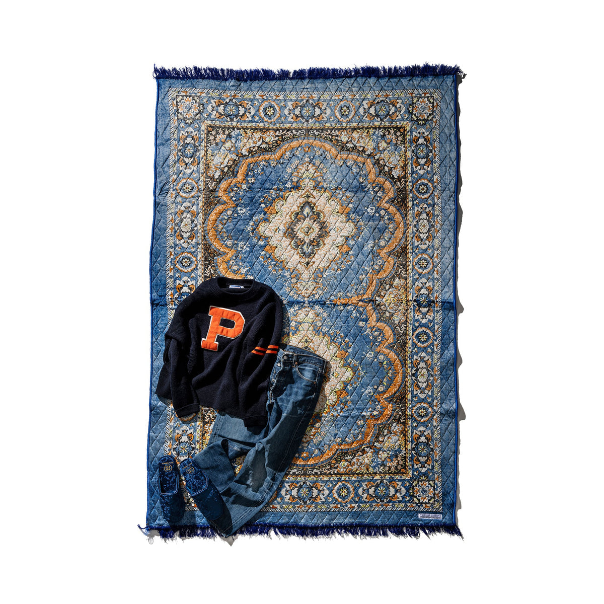 [PUEBCO]  NDIAN FESTIVAL RUG _ BLUE