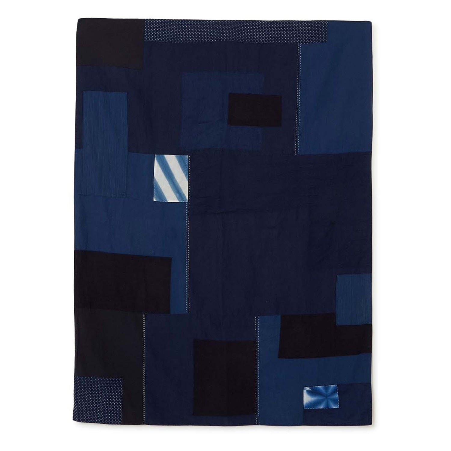 [BLUE BLUE JAPAN] J6964 UNISEX WOVEN INDIGO LINENHAND STITCH WORK BLANKET _ INDIGO