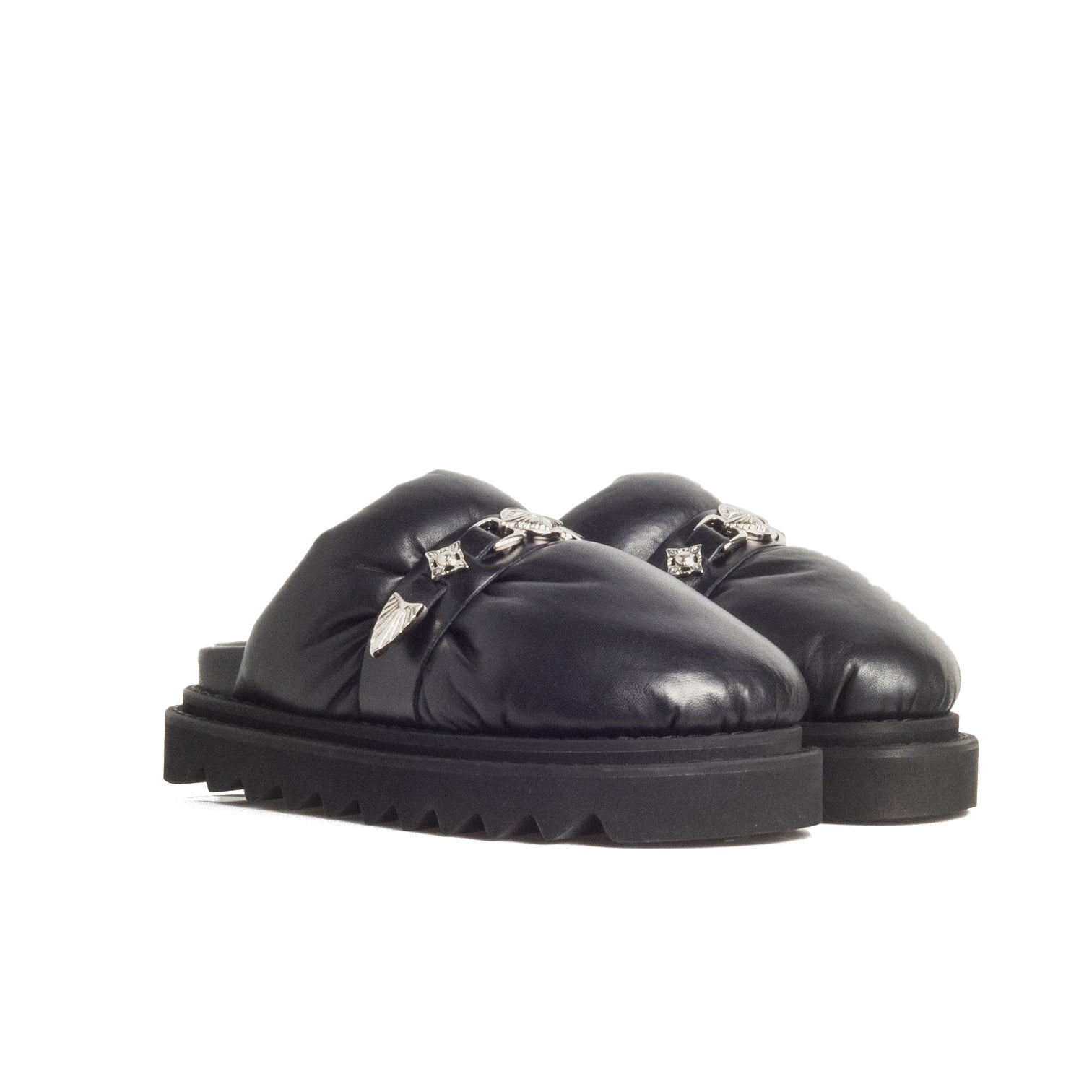 TOGA PULLA] STUD-EMBELLISHED PADDED MULES AJ1280 _ BLACK – MAILLOT