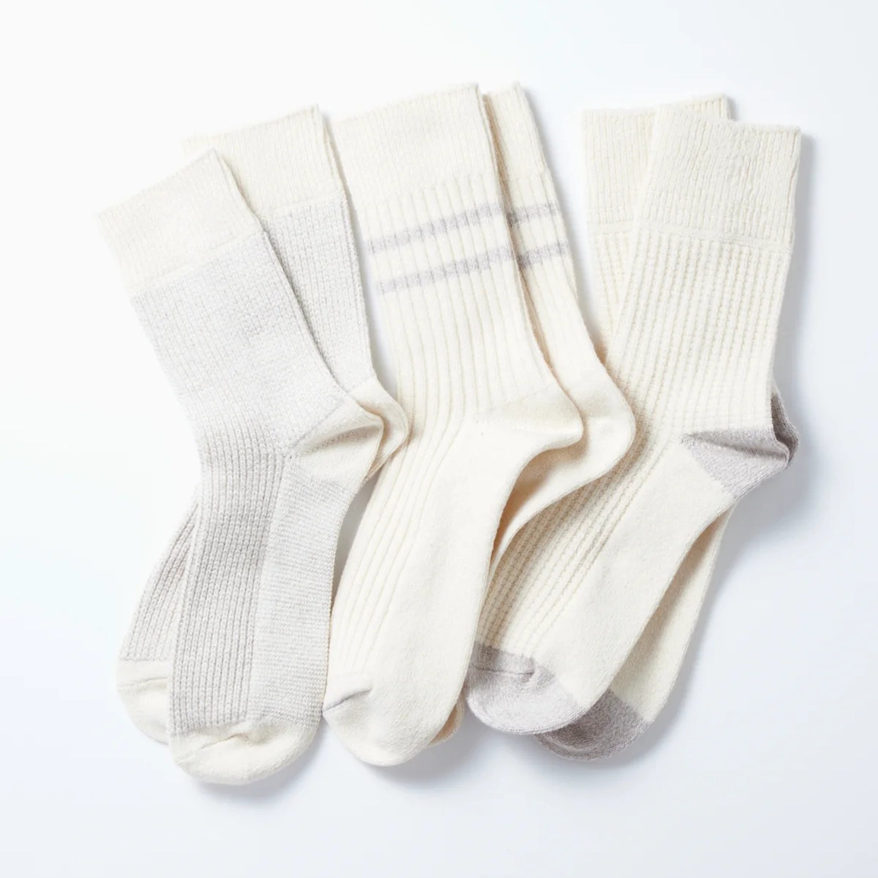 [ROTOTO] R1574 RECYCLED COTTON/W _ OFF WHITE/GREY