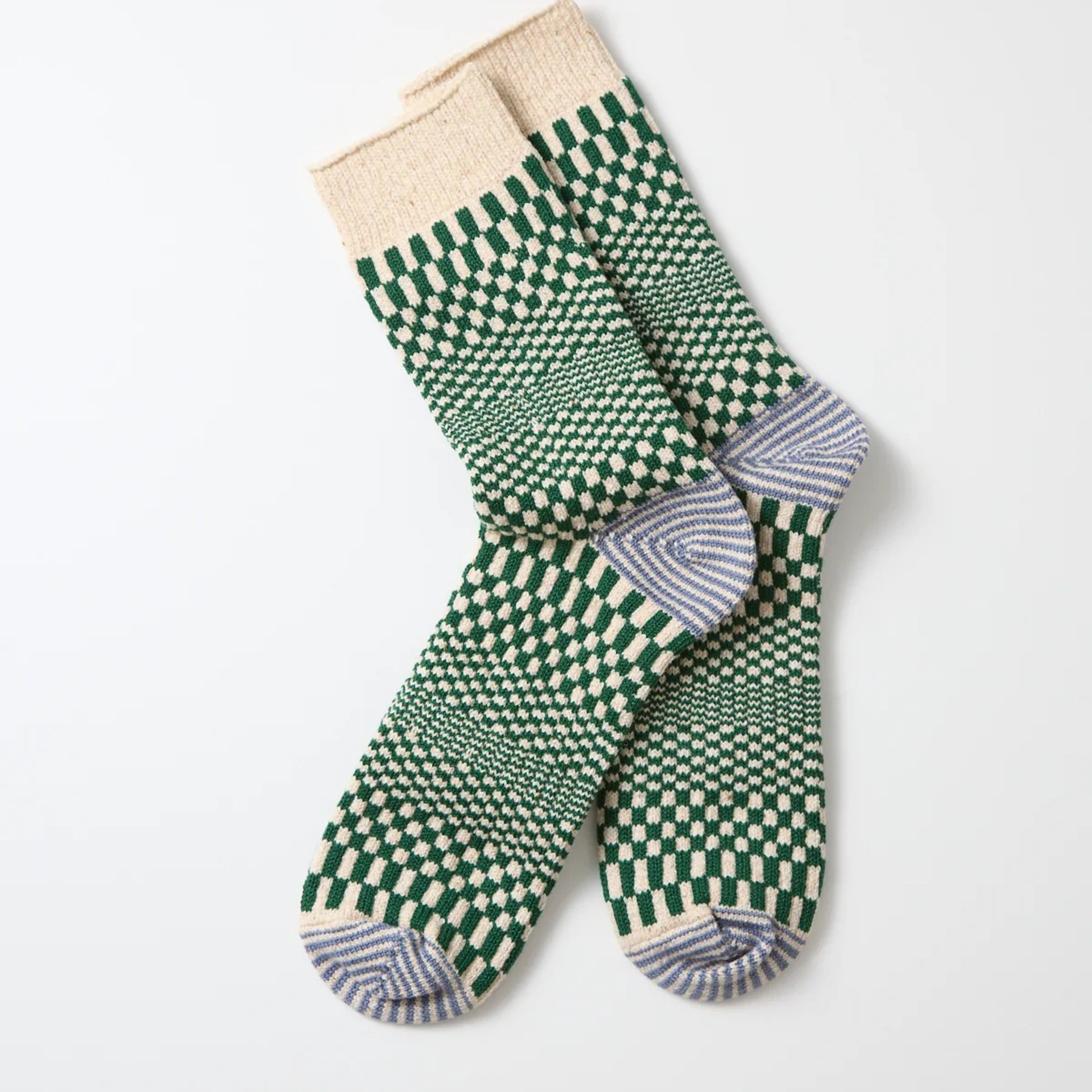 [ROTOTO] R1609 WARPED CHECKER _ GREEN