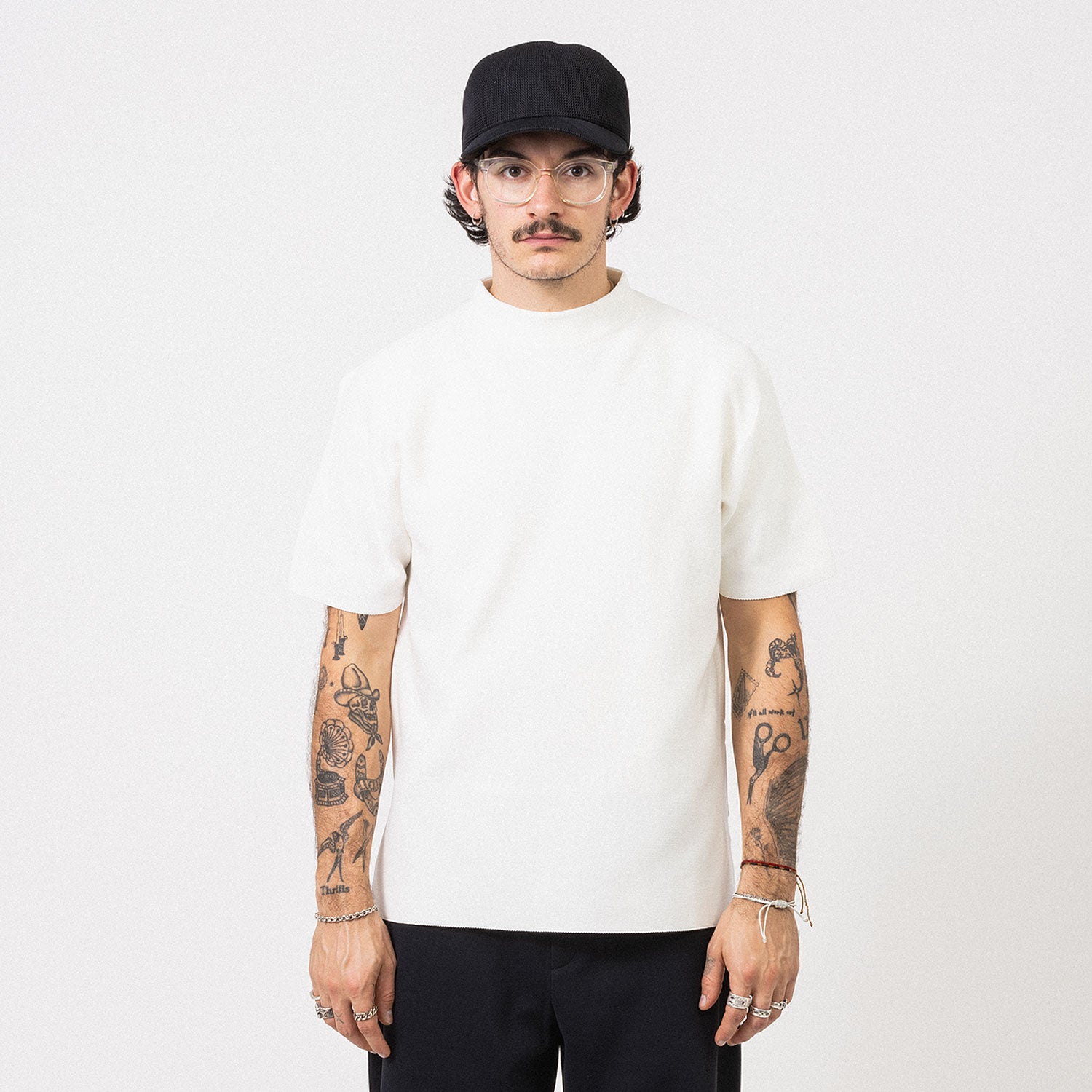 [CFCL] CF008KN098 GARTER MOCKNECK SHORT SLEEVE TEE SHIRT _ WHITE