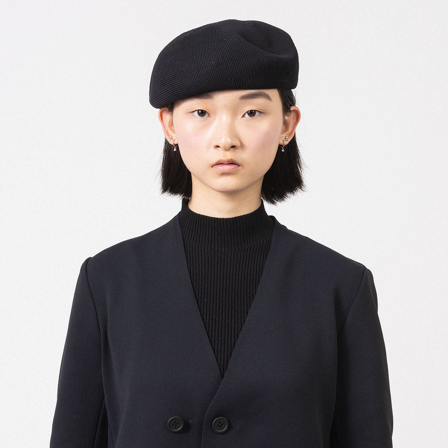 [CFCL] CF008AI040 MESH KNIT BERET _ BLACK