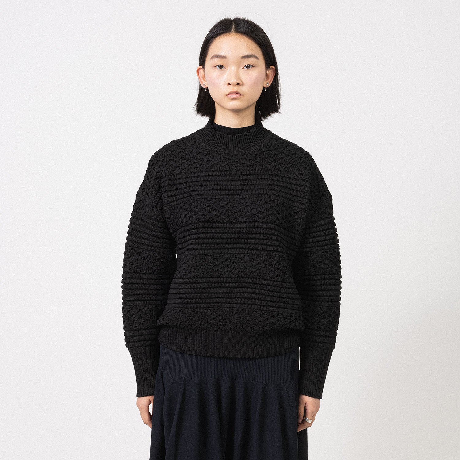 [CFCL] CF008KN154 LOW GAUGE PULLOVER _ BLACK