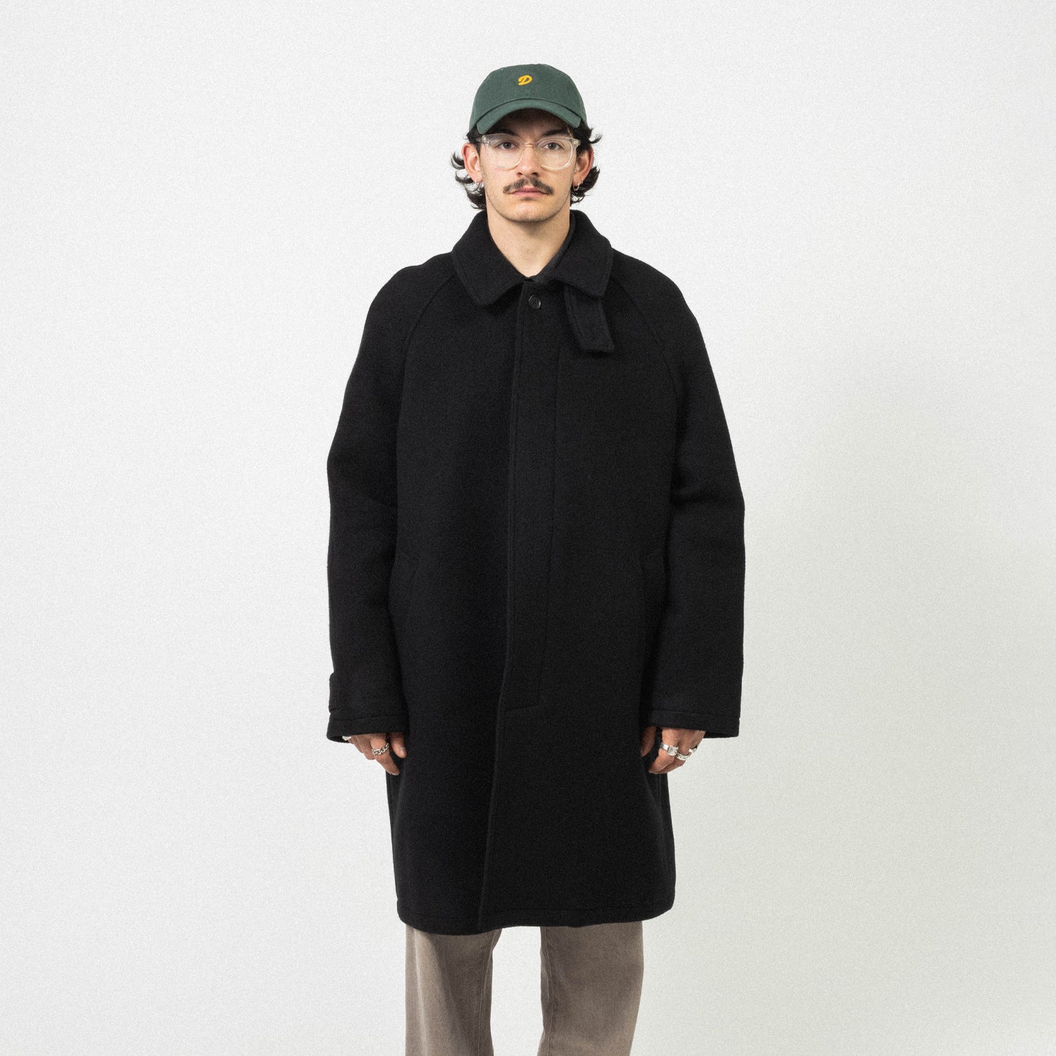 [MFPEN] ACCESSION COAT _ BLACK RECYCLED WOOL