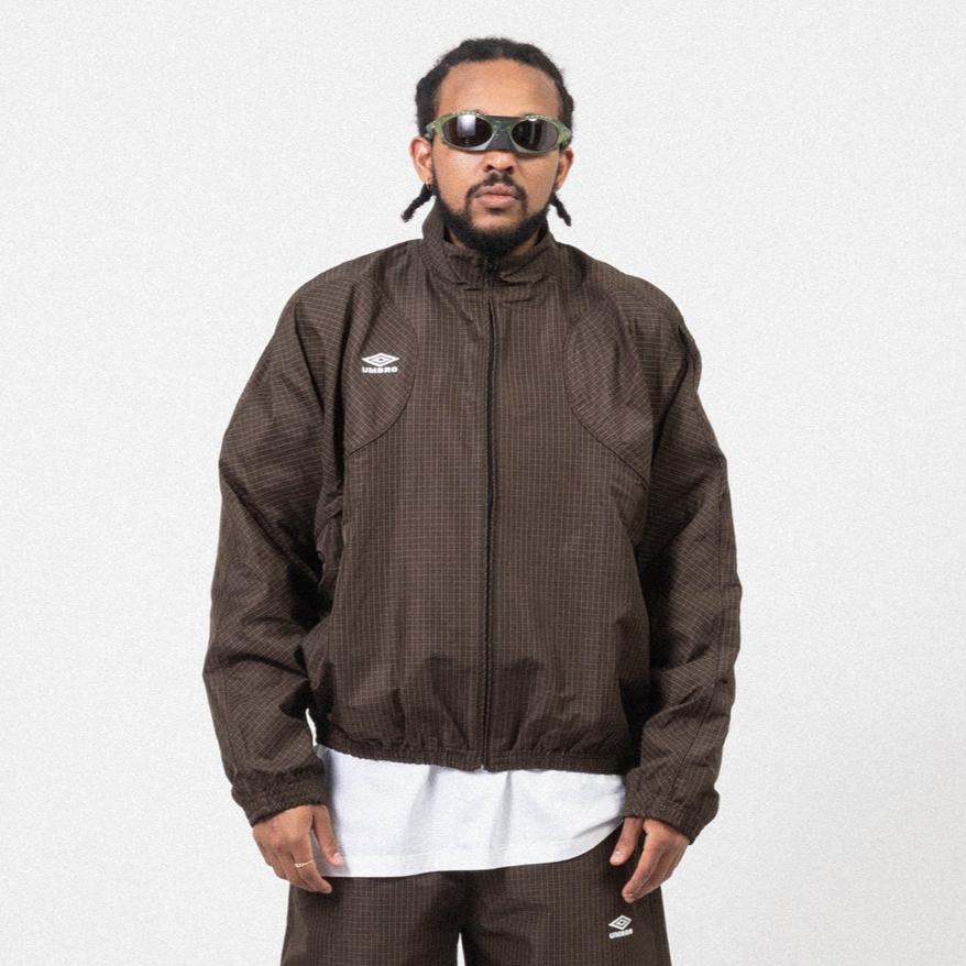 [UMBRO] MINI CHECK TRACK JACKET _ BROWN