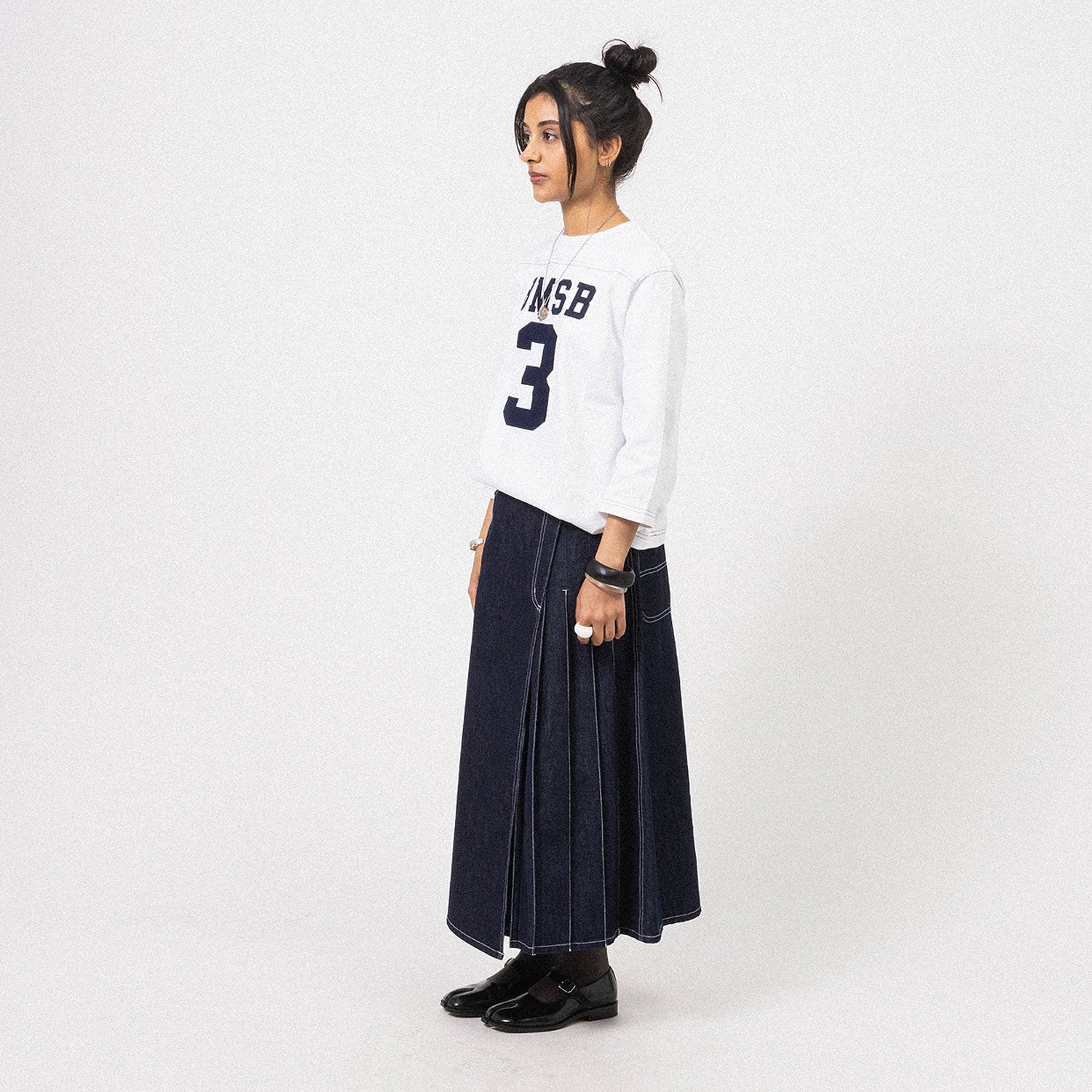 [BEAMS BOY] WRAP PLEATED SKIRT _ INDIGO