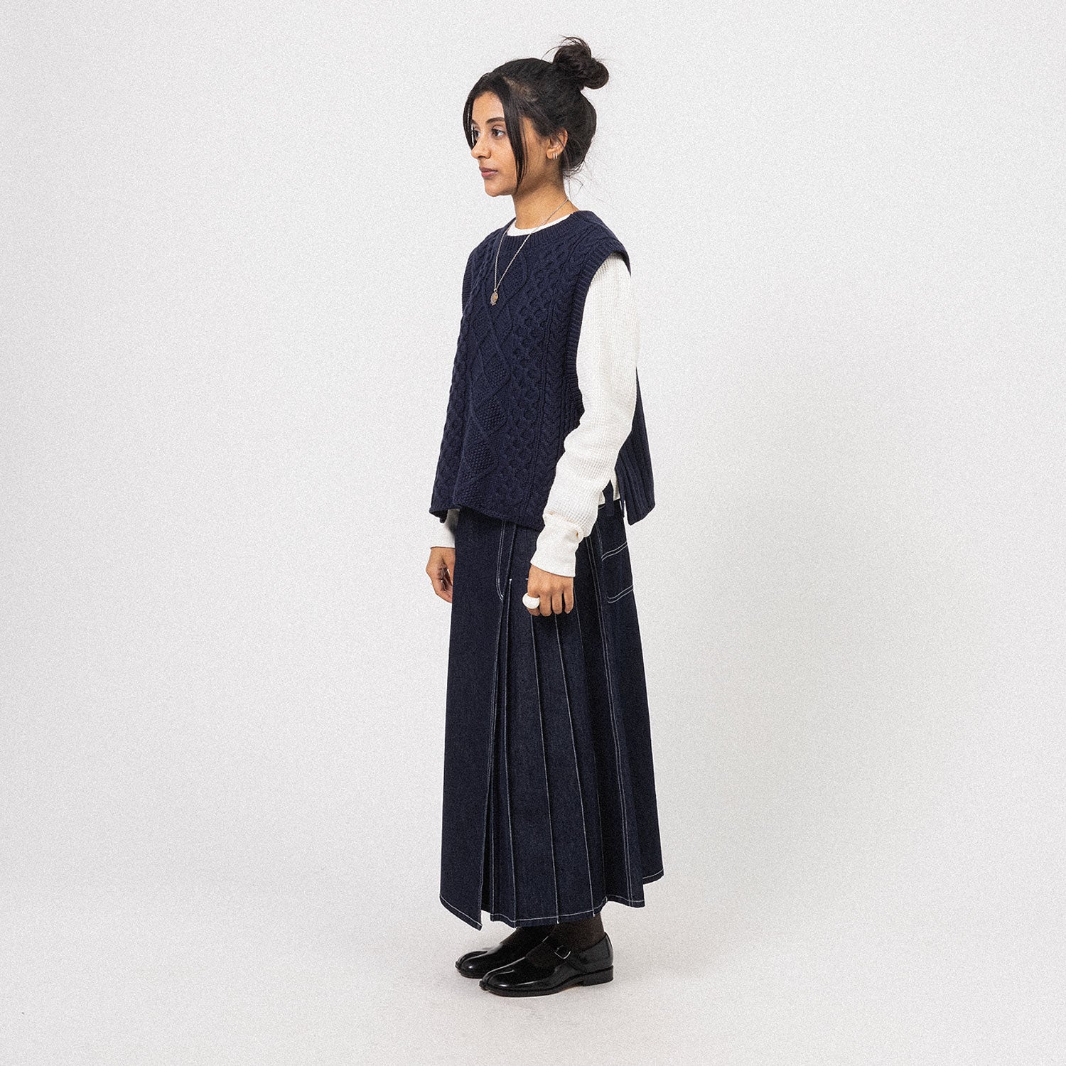 [BEAMS BOY] 1305-0134-138 G.ALAN SIDE/R VEST _ NAVY