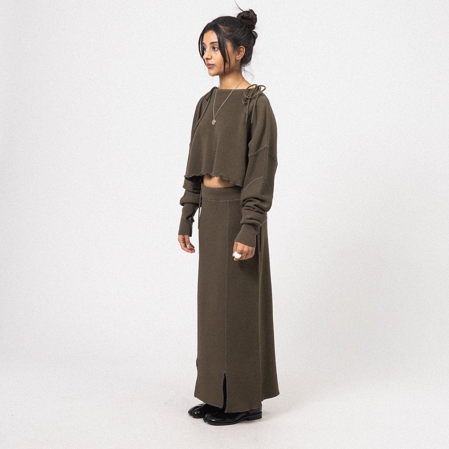 [BEAMS BOY] 1327-0090-126 G.MIL KNIT SKIRT _ OLIVE