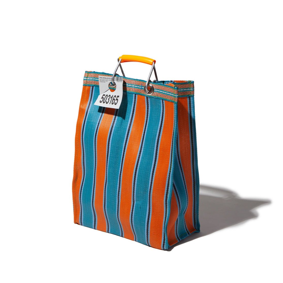 [PUEBCO] RECYCLED PLASTIC STRIPE BAG RECTANGLE _ ORANGE X BLUE