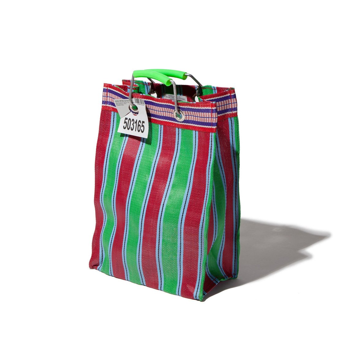 [PUEBCO] RECYCLED PLASTIC STRIPE BAG RECTANGLE _ GREEN X RED