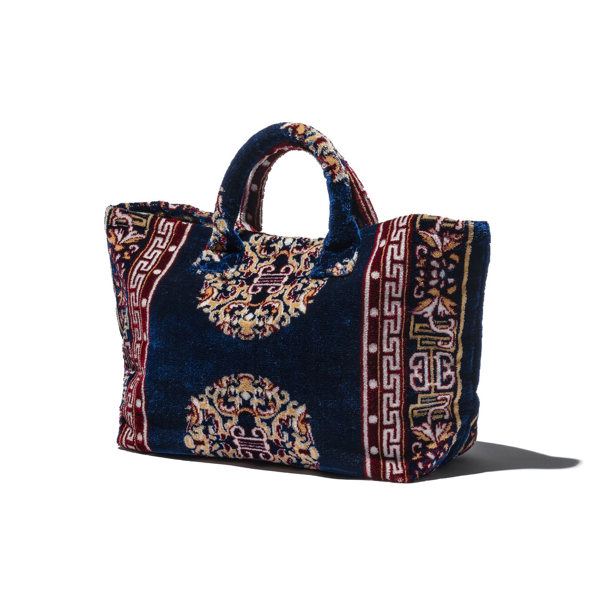 [PUEBCO]  RUG FABRIC BAG _ NAVY BLUE