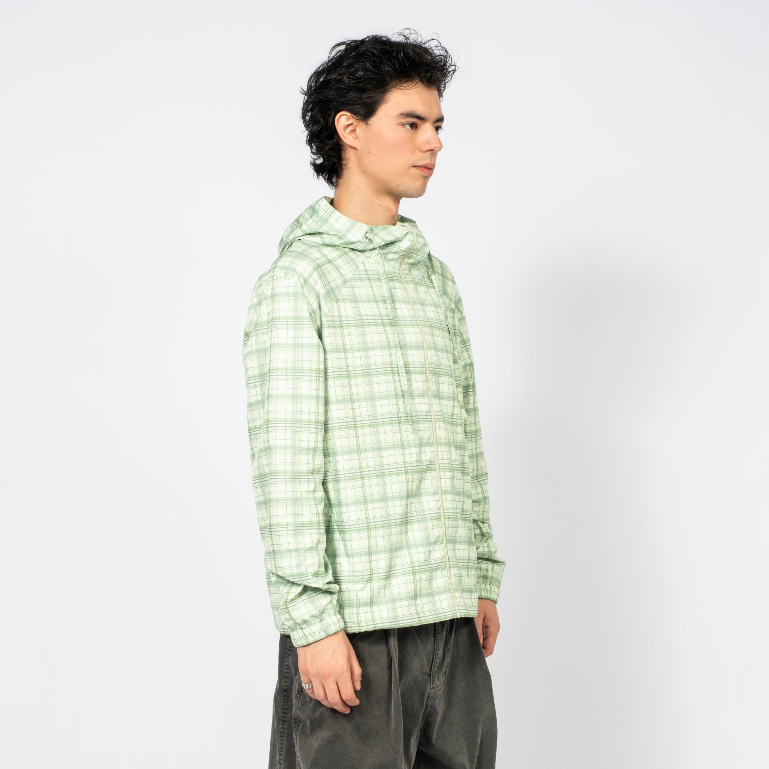[999HUMANITY] CHECK LIGHT HOODED JACKET _ GREEN