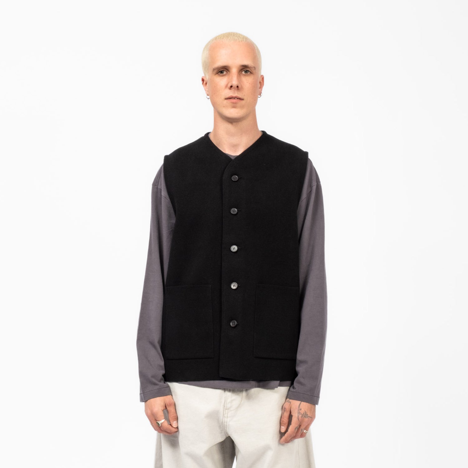 [BATONER] MILANO RIB VEST _ BLACK
