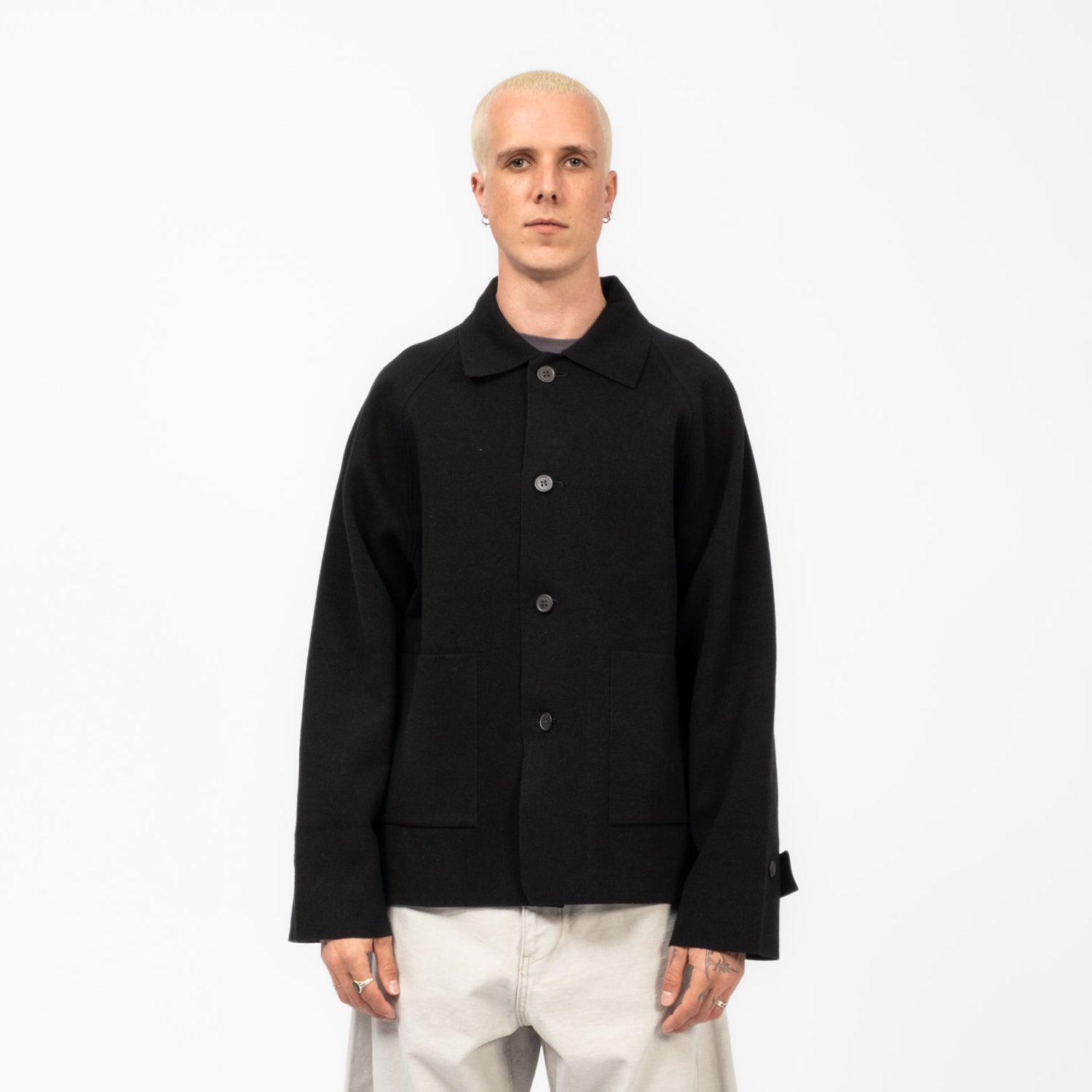 [BATONER] MILANO RIB COVERALL CARDIGAN _ BLACK