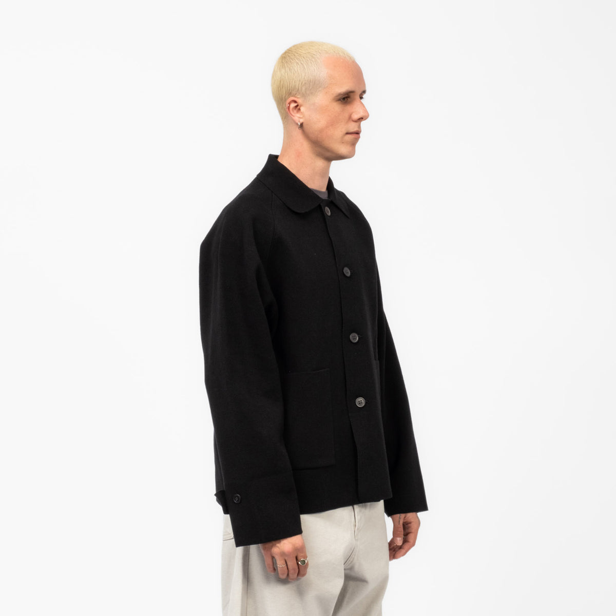 [BATONER] MILANO RIB COVERALL CARDIGAN _ BLACK