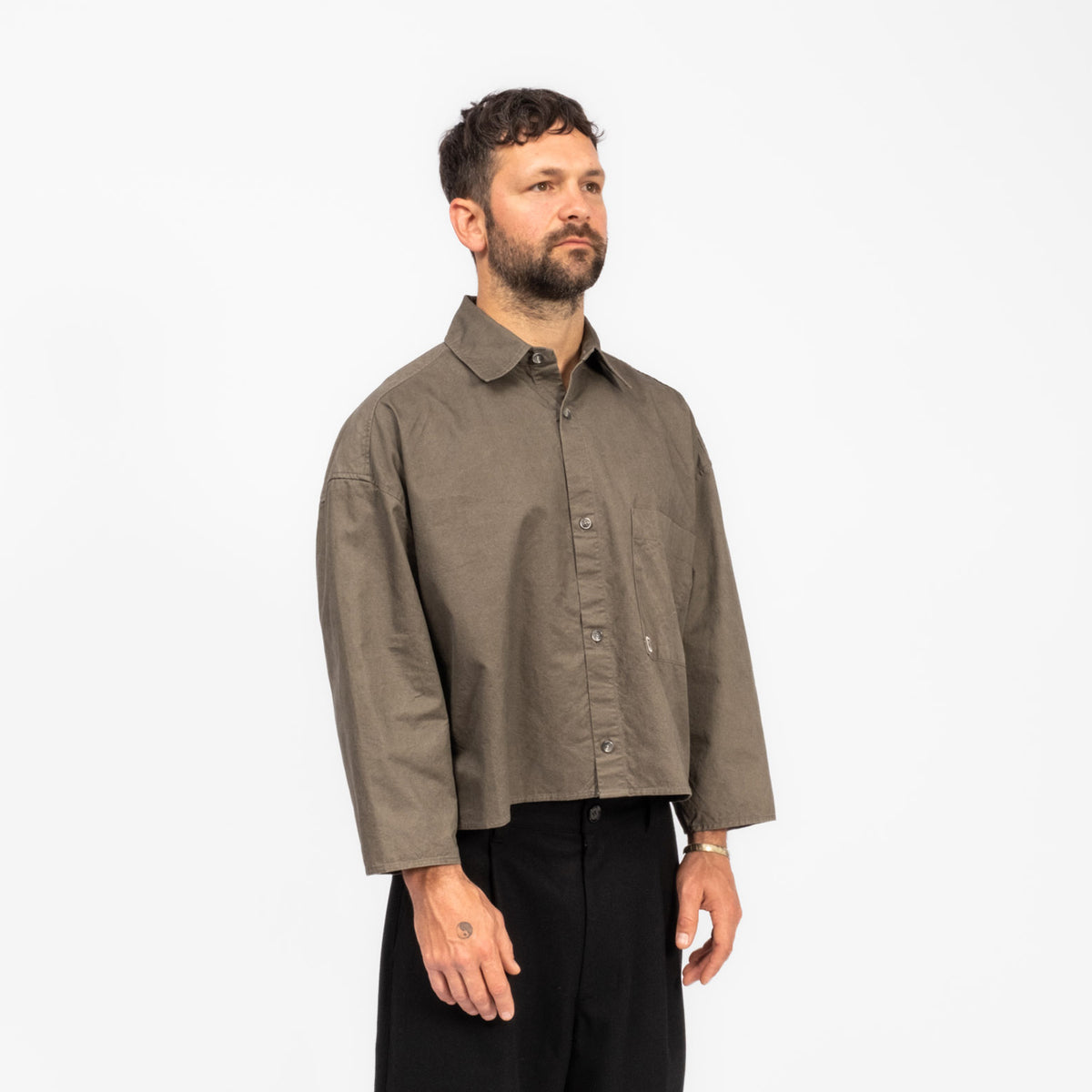 [MERELY MADE] CROPPED SHIRTS _ WASHED GREY