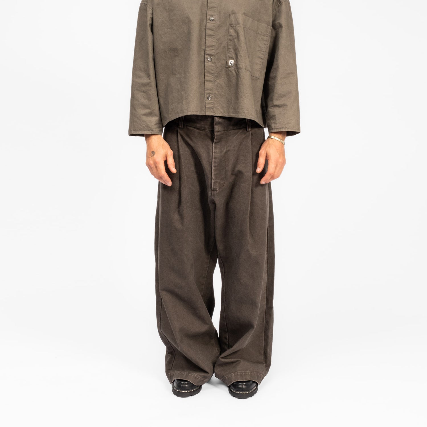 [MERELY MADE] WASHED CANVAS FLARED PANTS _VINTAGE UMBER