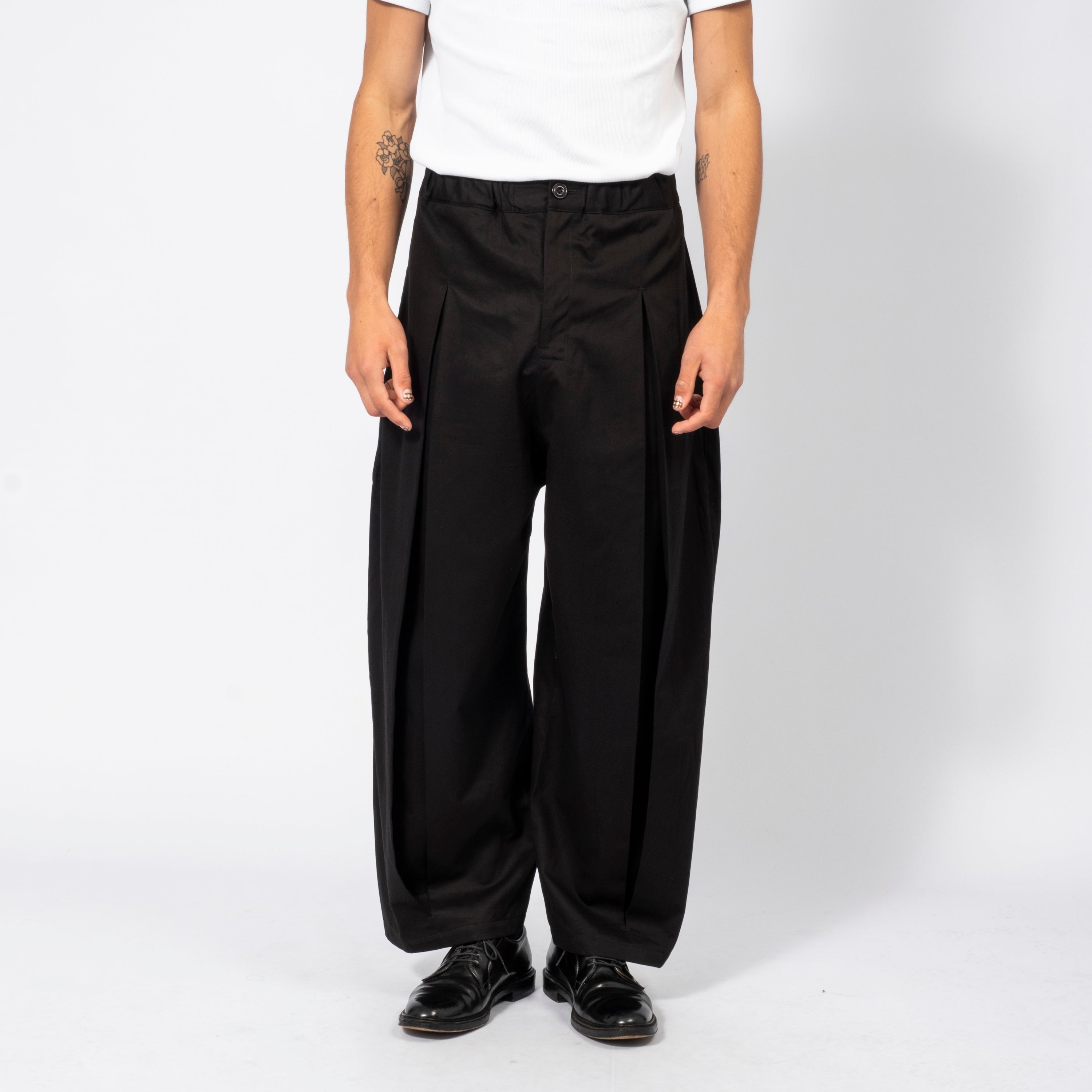 [SAGE NATION] BOX PLEAT TROUSER _ BLACK