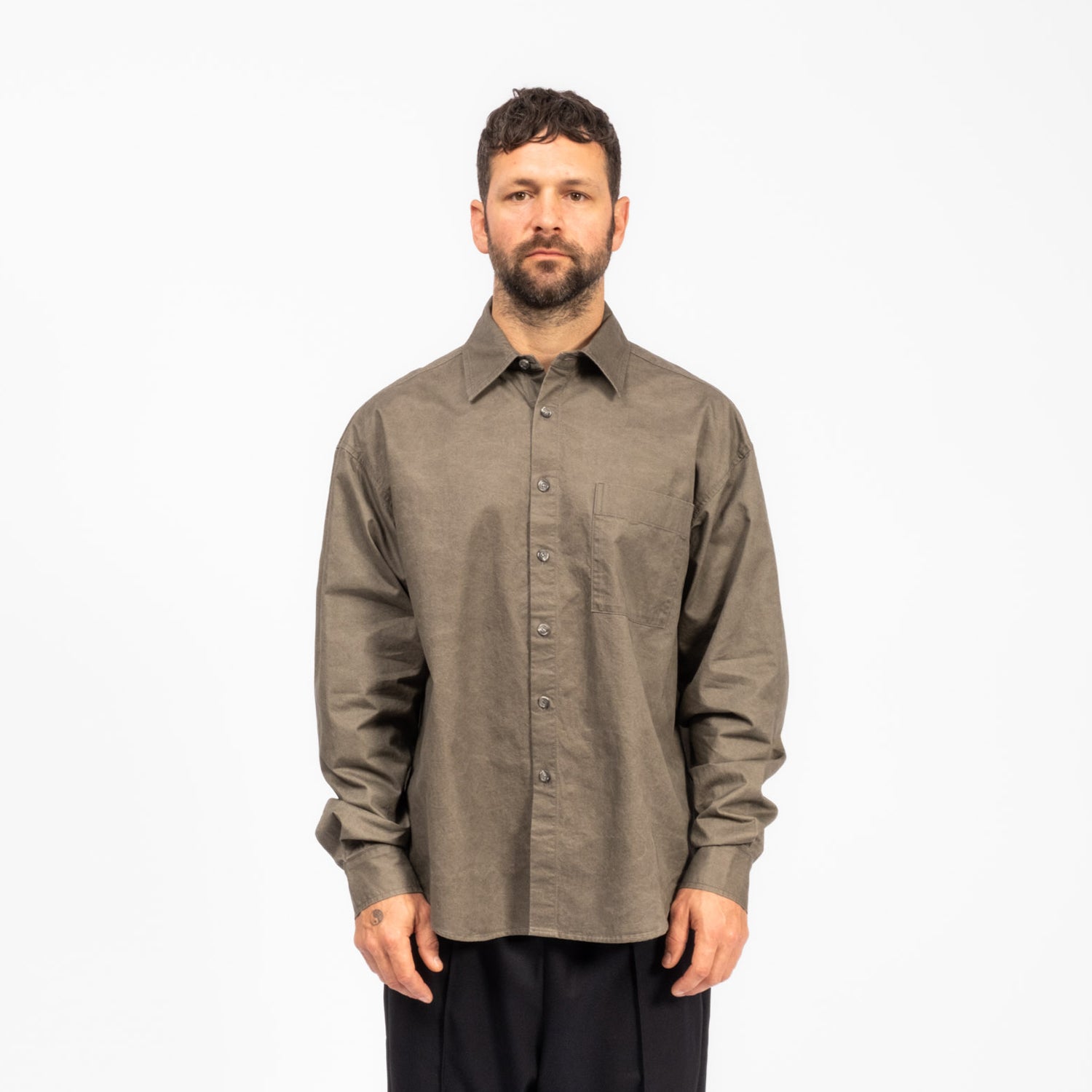 [MERELY MADE] NATURAL WASHED SHIRTS _ WASHED GREY