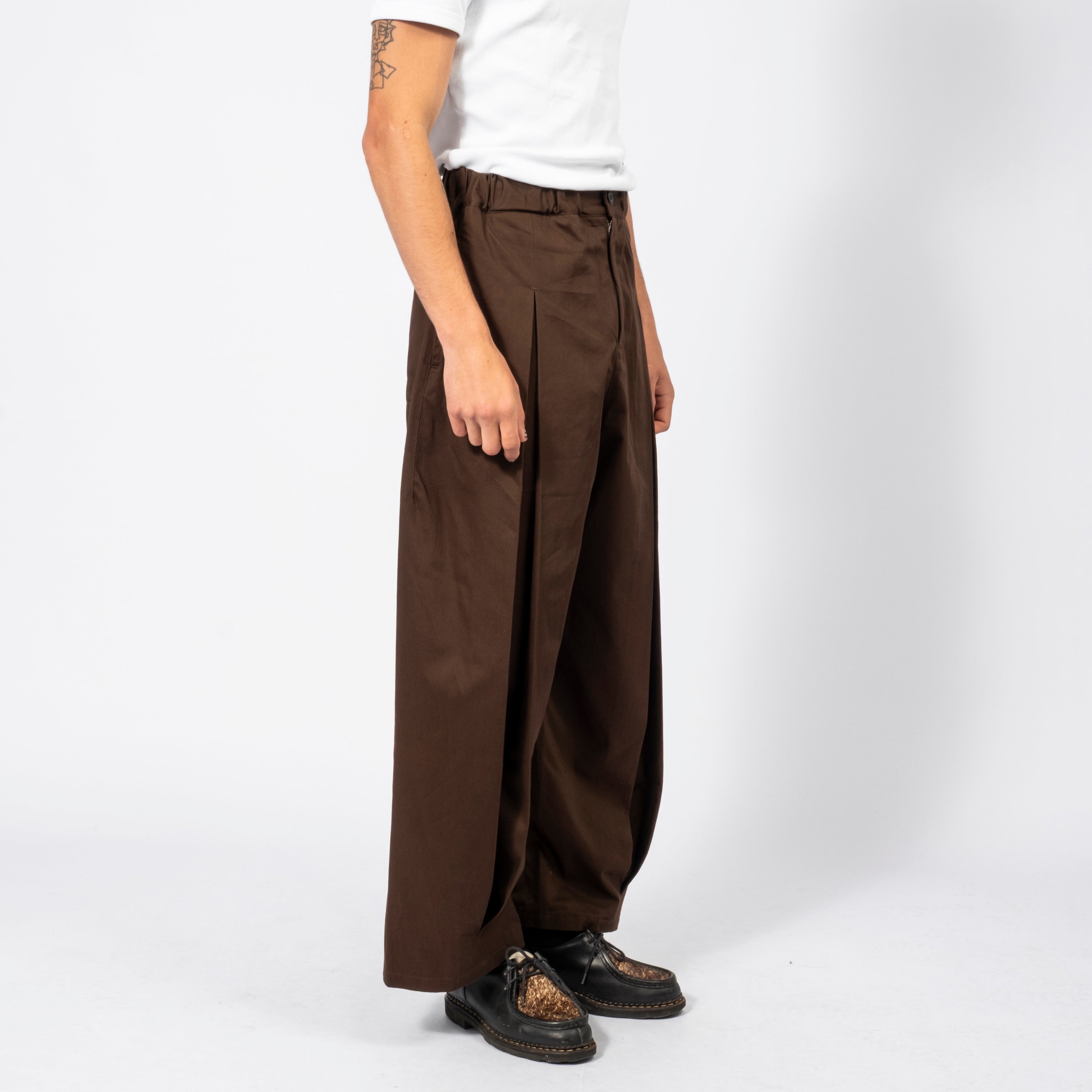 [SAGE NATION] BOX PLEAT TROUSER _ BROWN