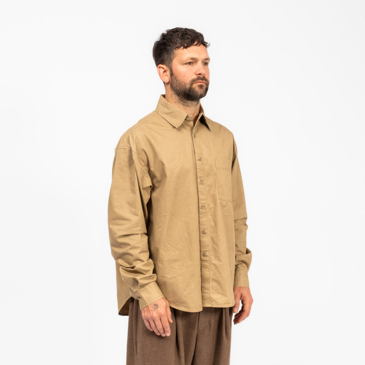 [MERELY MADE] NATURAL WASHED SHIRTS _ WASHED ECRU