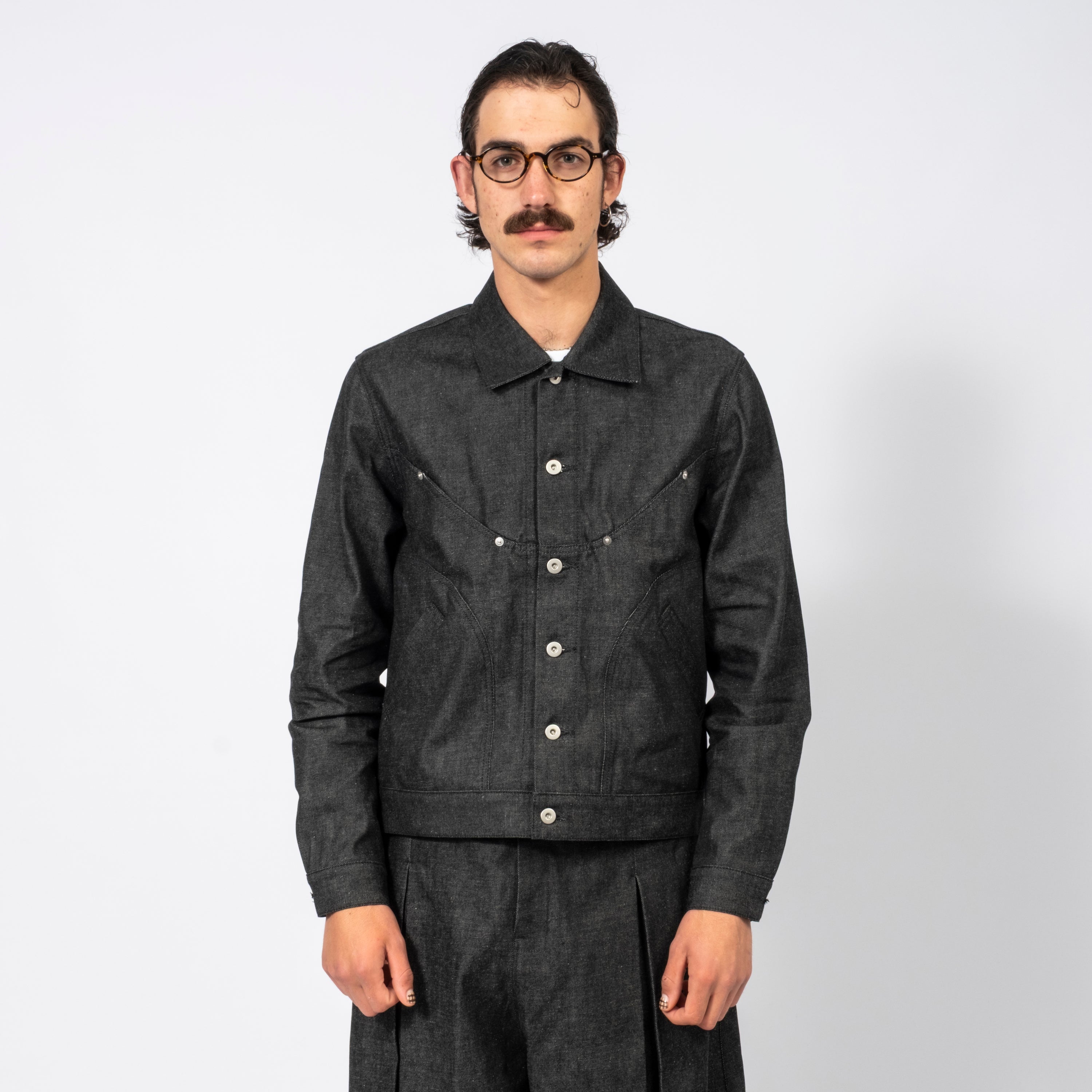 [SAGE NATION] DENIM JIJI JACKET _ RAW BLACK