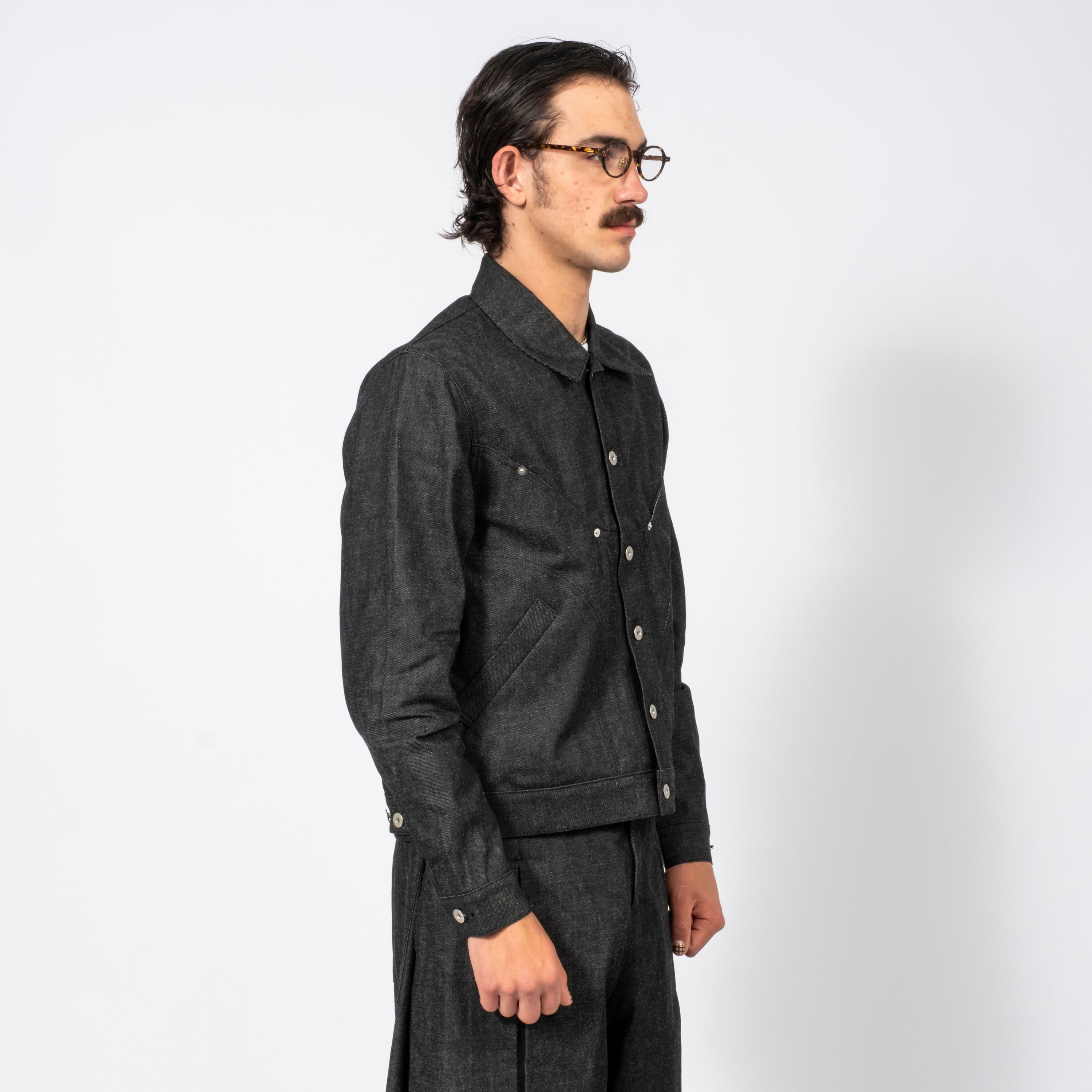 [SAGE NATION] DENIM JIJI JACKET _ RAW BLACK