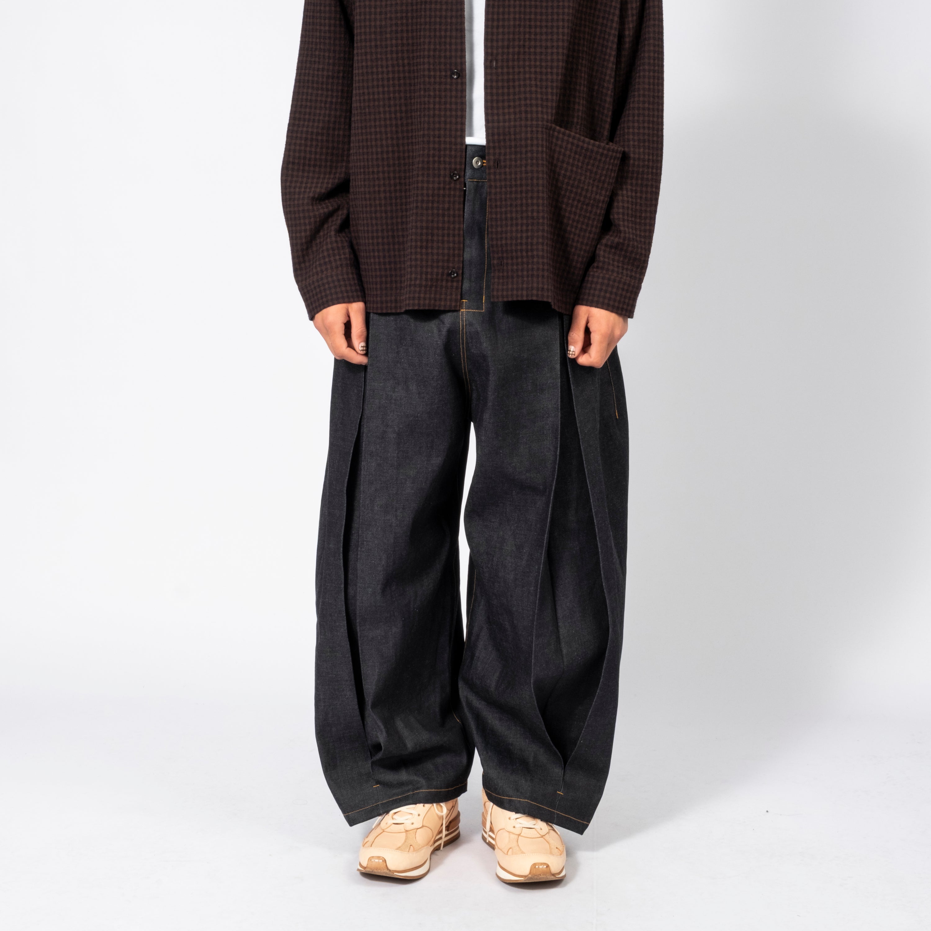 [SAGE NATION] BOX PLEAT TROUSER DENIM _ RAW DENIM