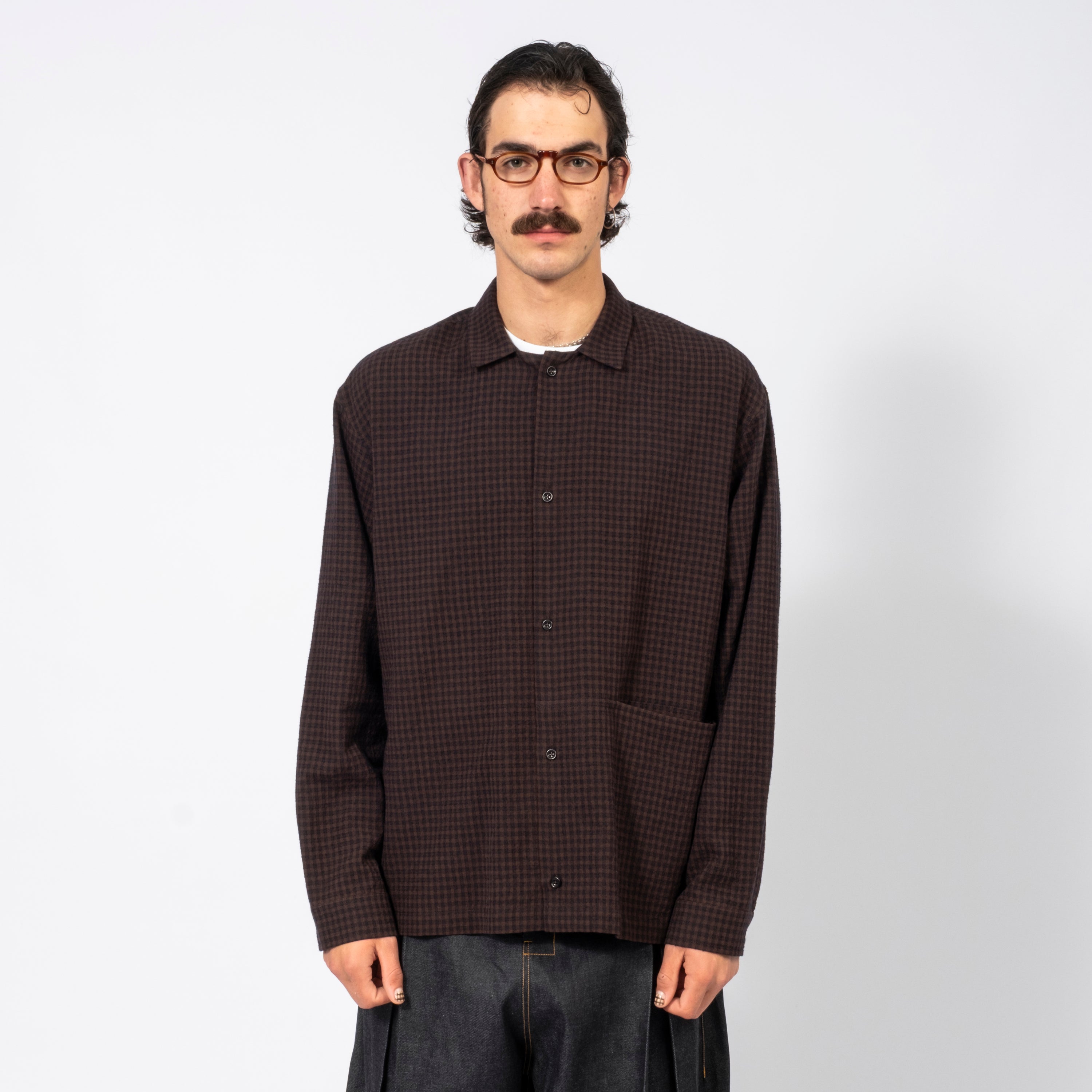 [SAGE NATION] SIESTA SHIRT _ MOCHA GINGHAM CHECK