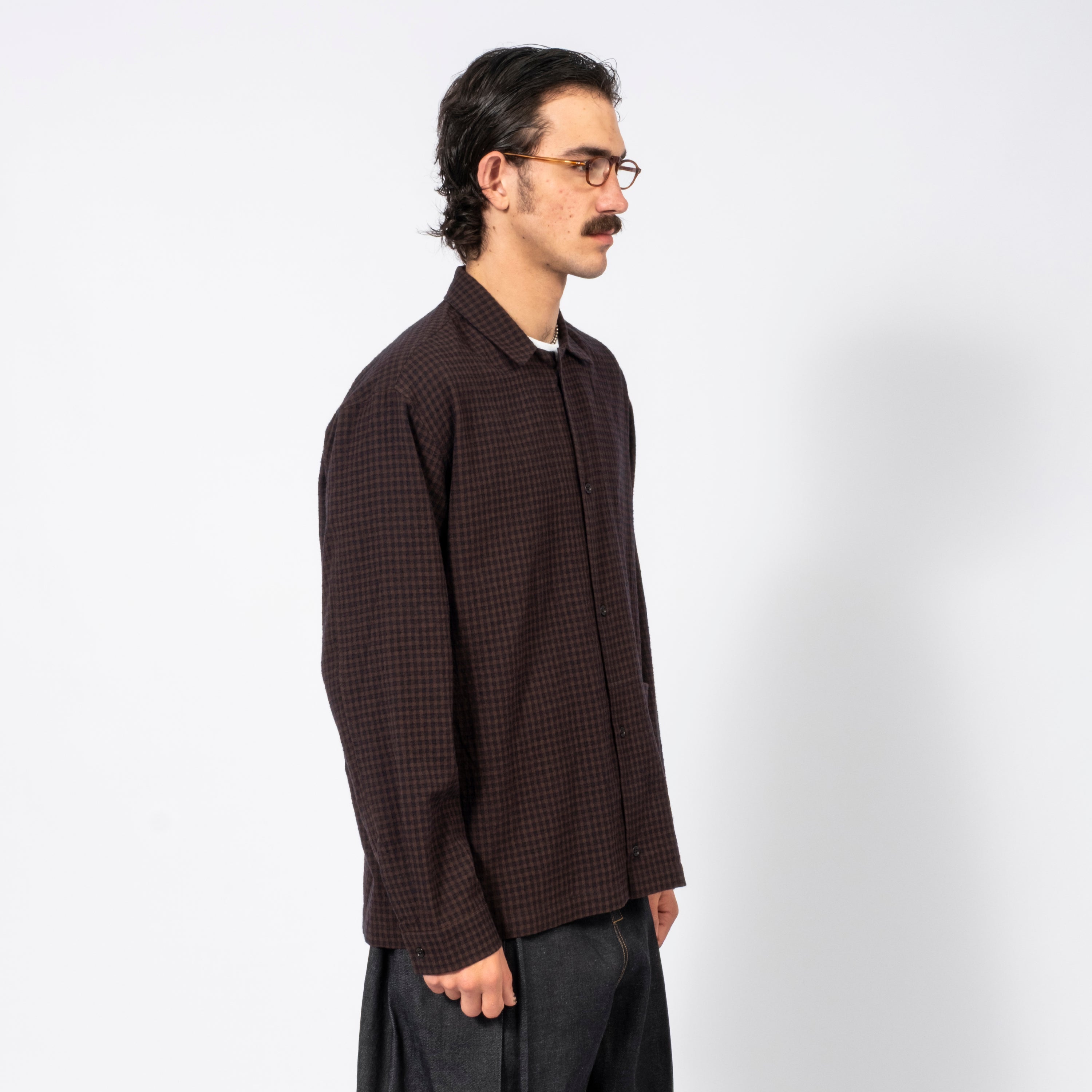 [SAGE NATION] SIESTA SHIRT _ MOCHA GINGHAM CHECK