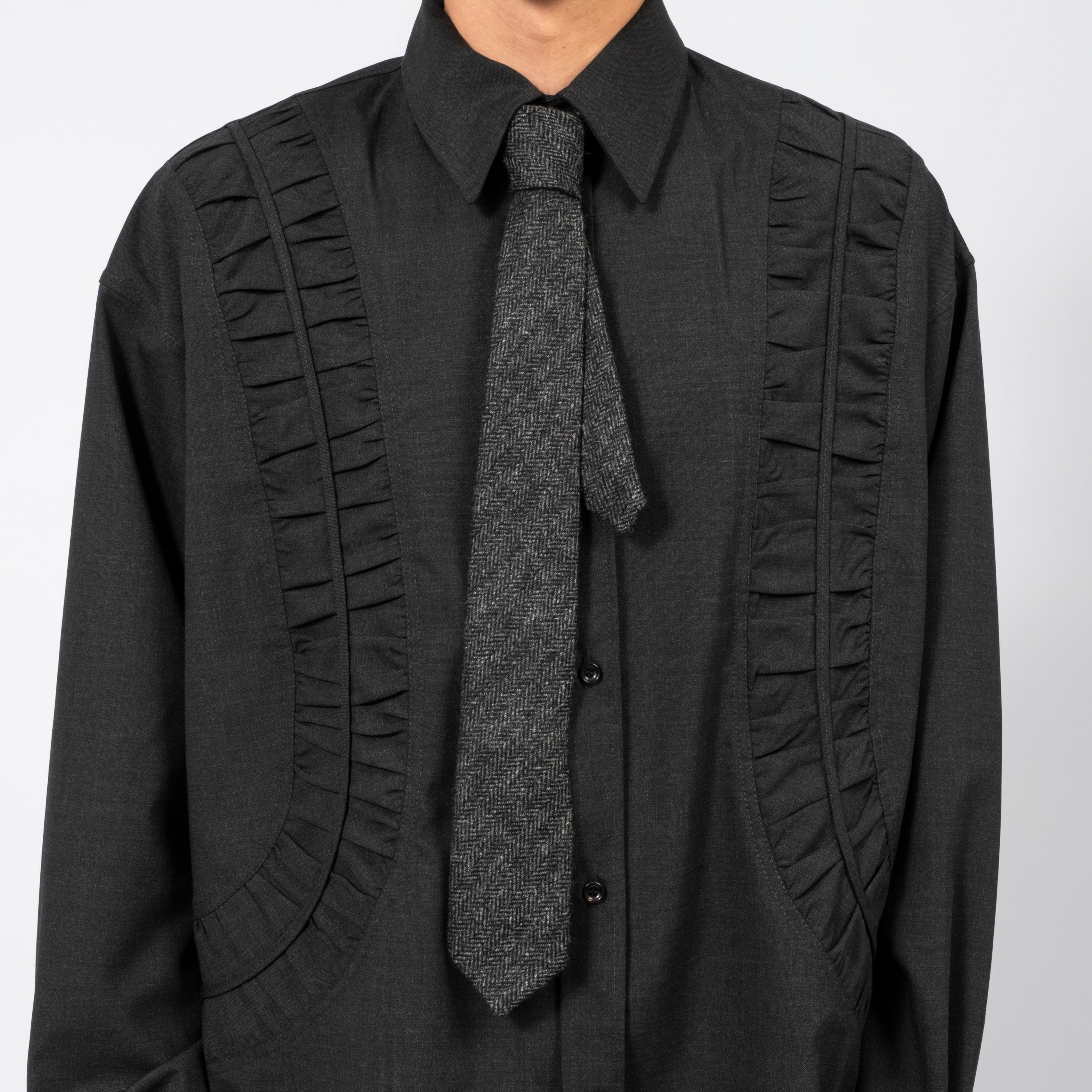 [SAGE NATION] CLASSIC TIE _ CHARCOAL HERRINGBONE