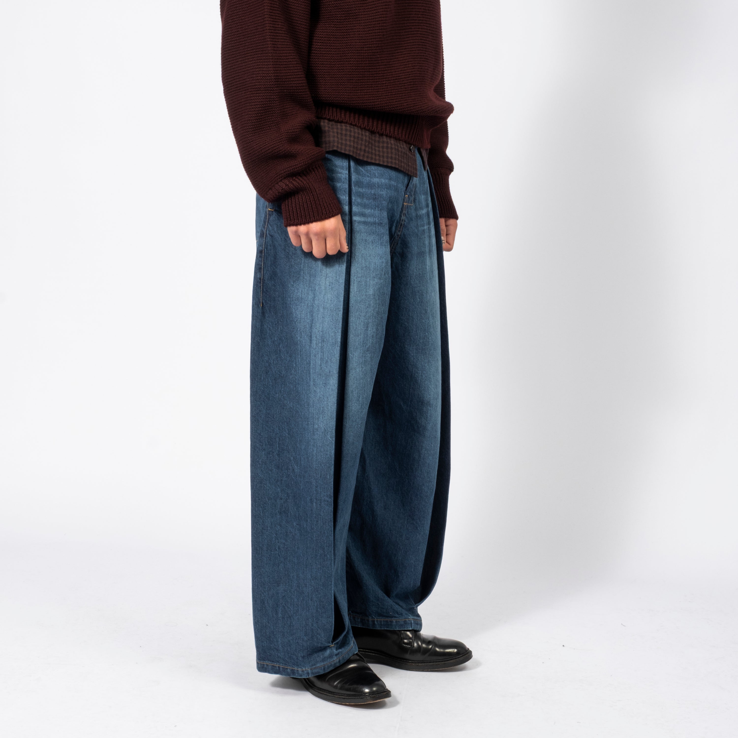 [SAGE NATION] BOX PLEAT TROUSER DENIM _ INDIGO WASH