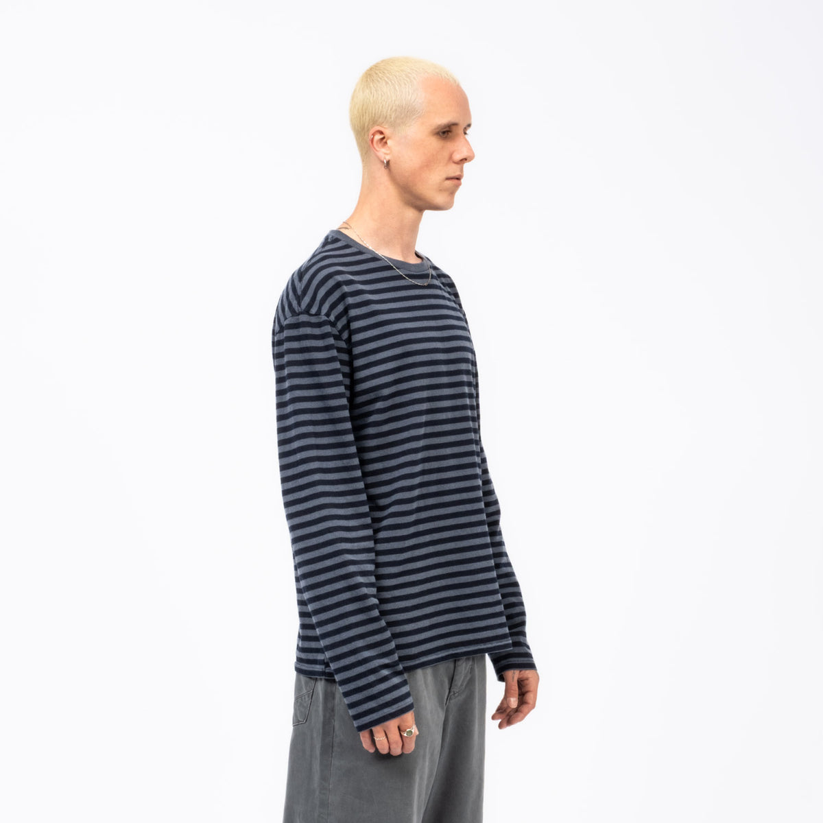 [HATCHINGROOM] VTG STRIPE TEE _ DYED FRENCH BLUE