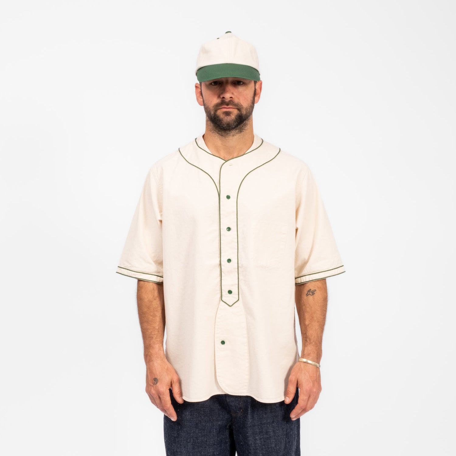 [NIGEL CABOURN] BASEBALL SH S/S COTTON TWILL _ IVORY