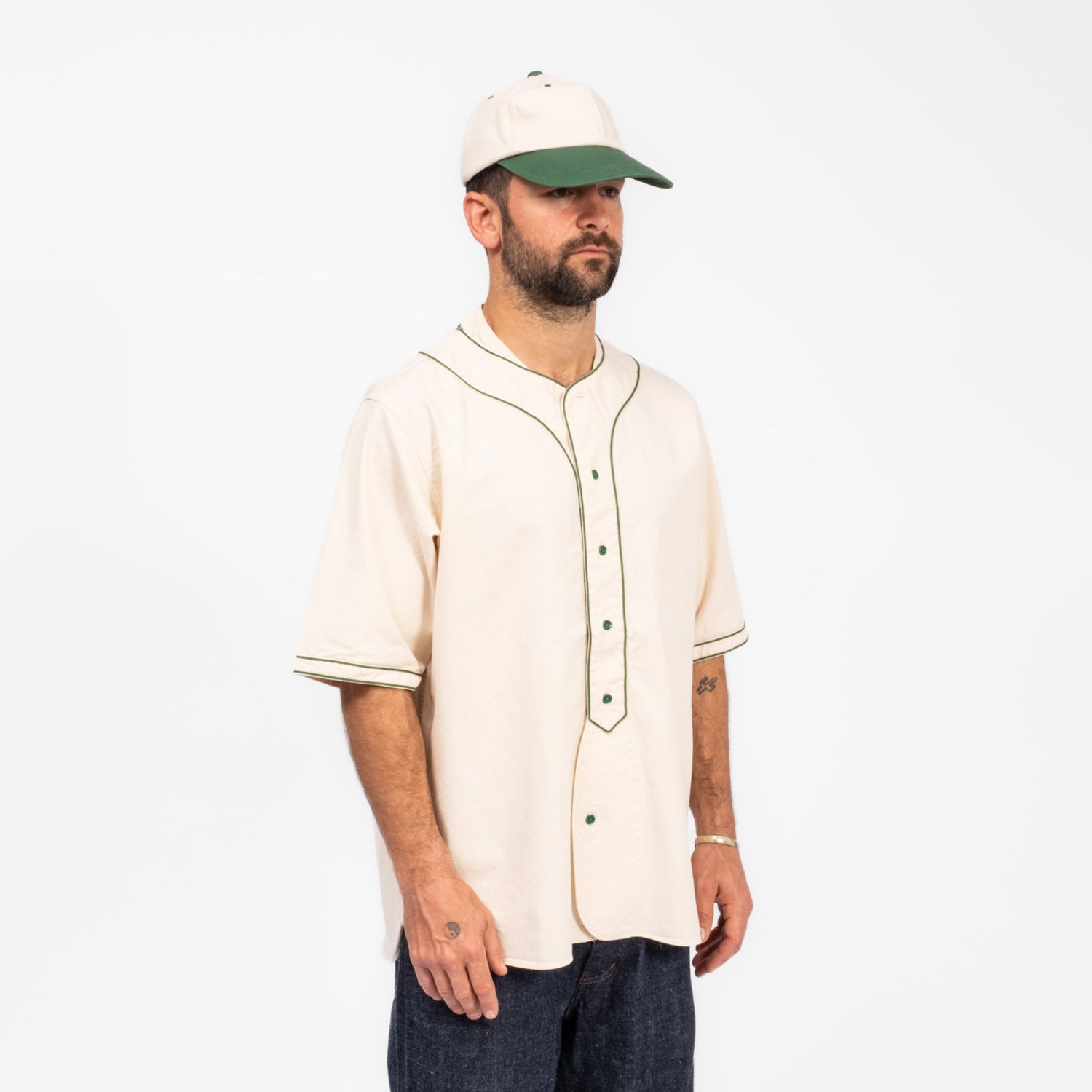 [NIGEL CABOURN] BASEBALL SH S/S COTTON TWILL _ IVORY