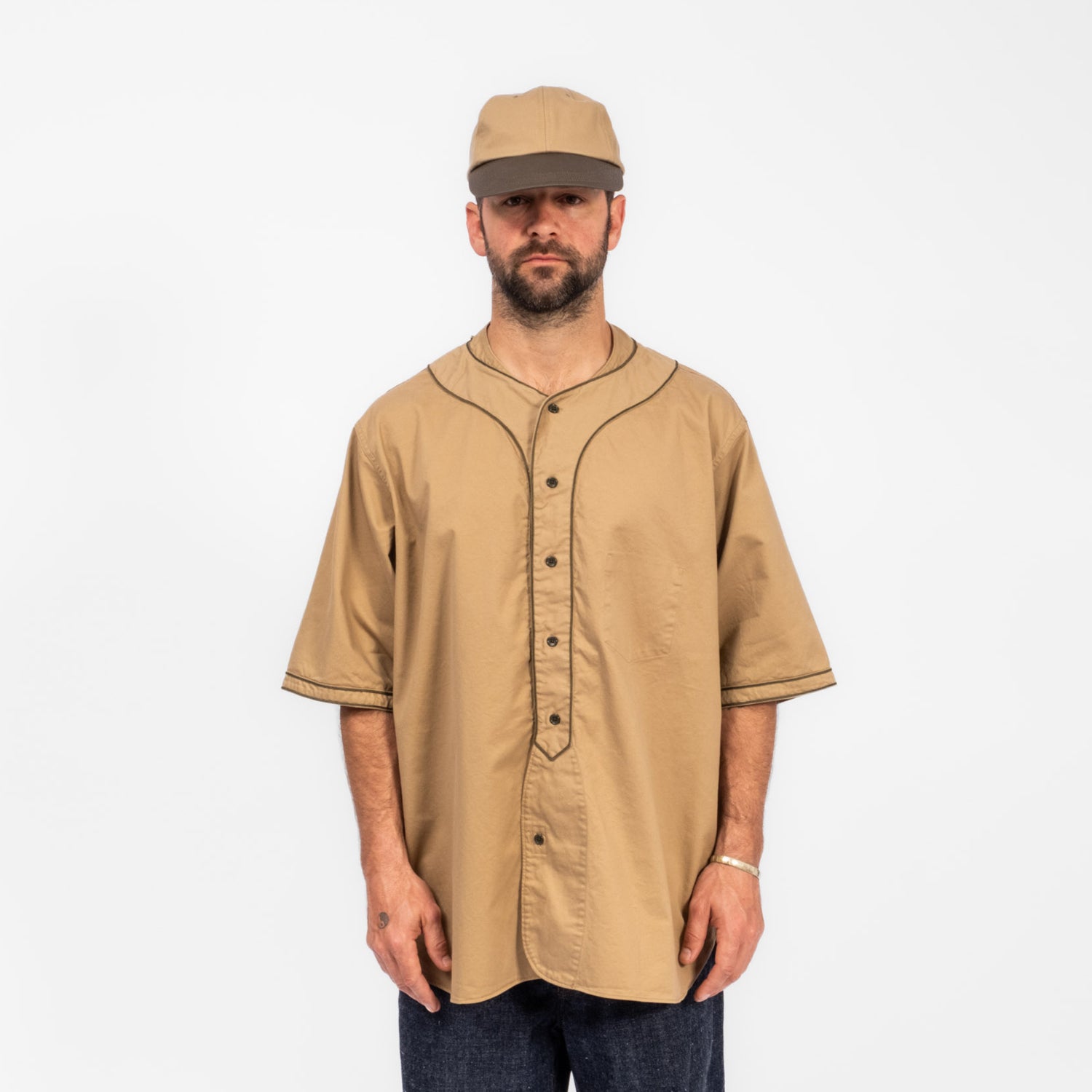 [NIGEL CABOURN] BASEBALL SH S/S COTTON TWILL _ BEIGE