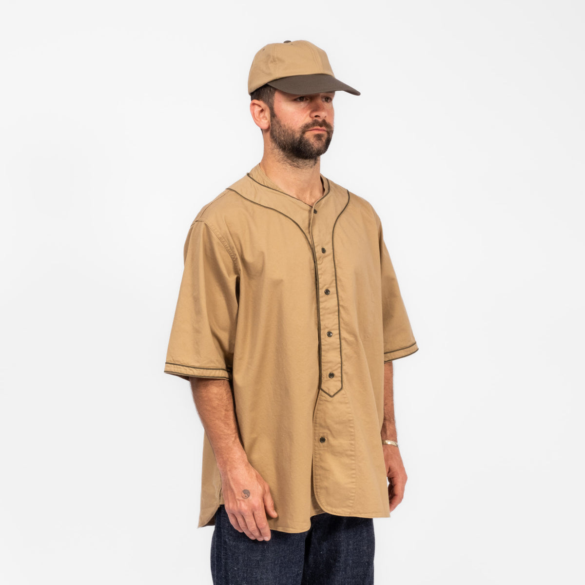 [NIGEL CABOURN] BASEBALL SH S/S COTTON TWILL _ BEIGE