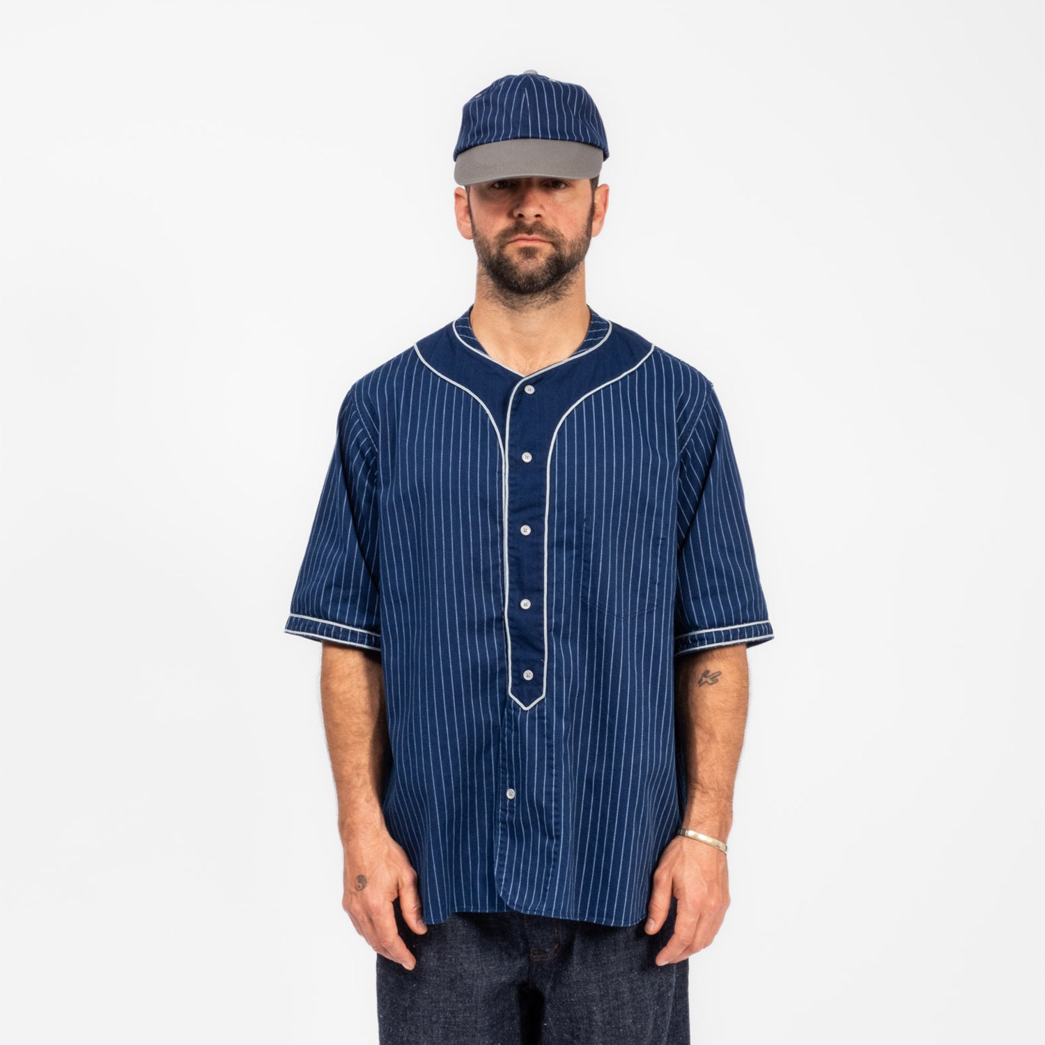 [NIGEL CABOURN] BASEBALL SH S/S COTTON WABASH _ INDIGO