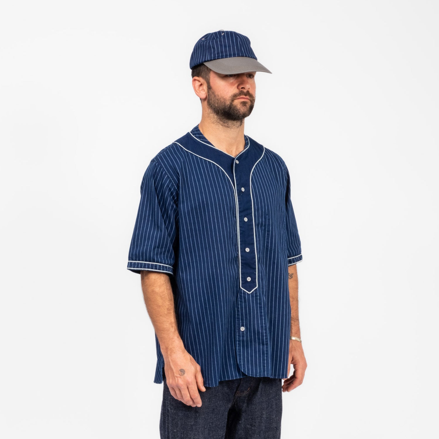 [NIGEL CABOURN] BASEBALL SH S/S COTTON WABASH _ INDIGO