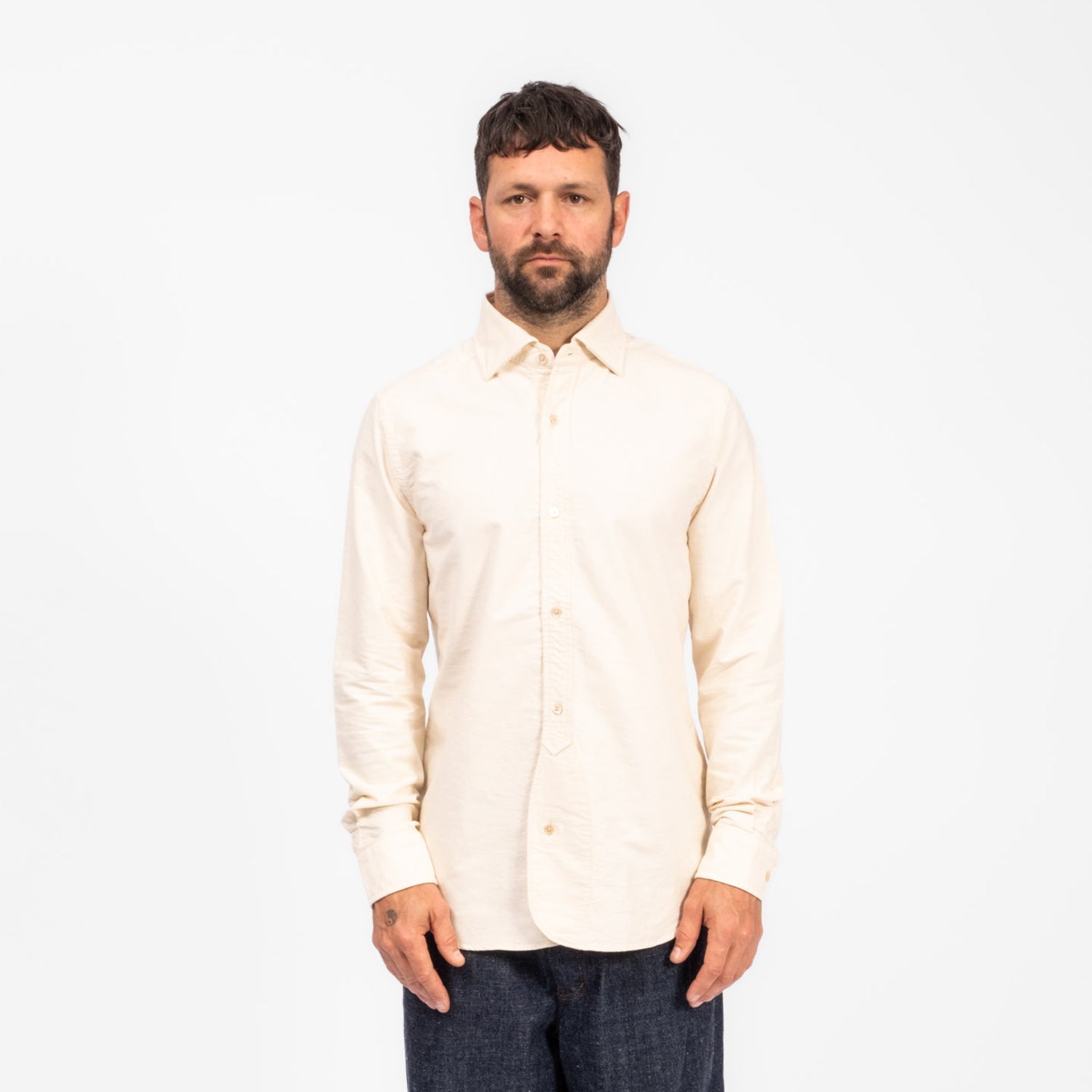 [NIGEL CABOURN] BRITISH OFFICERS SHIRT _ IVORY