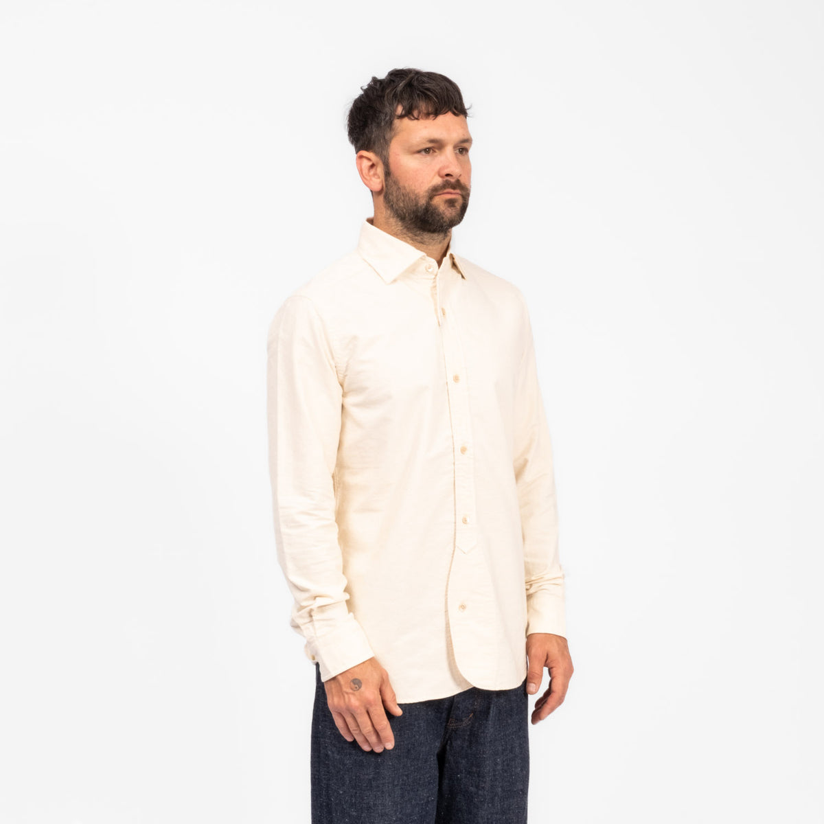 [NIGEL CABOURN] BRITISH OFFICERS SHIRT _ IVORY