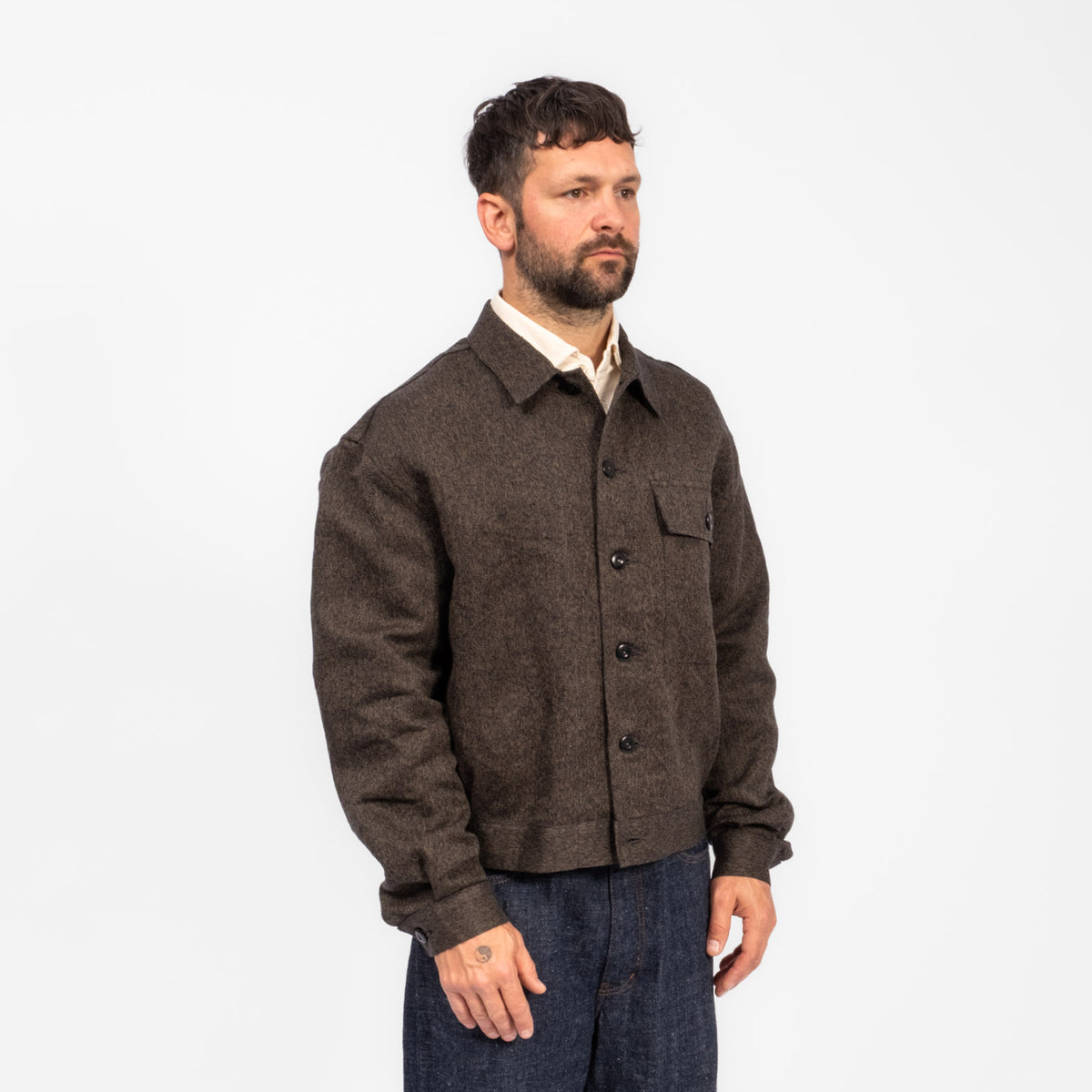 [NIGEL CABOURN] FRENCH WORK JK MIX BK CHAMBRAY _ CHARCOAL GREY