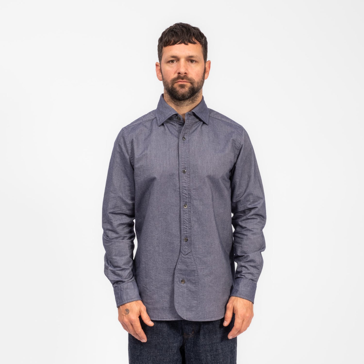 [NIGEL CABOURN] BRITISH OFFICERS SHIRT _ NAVY