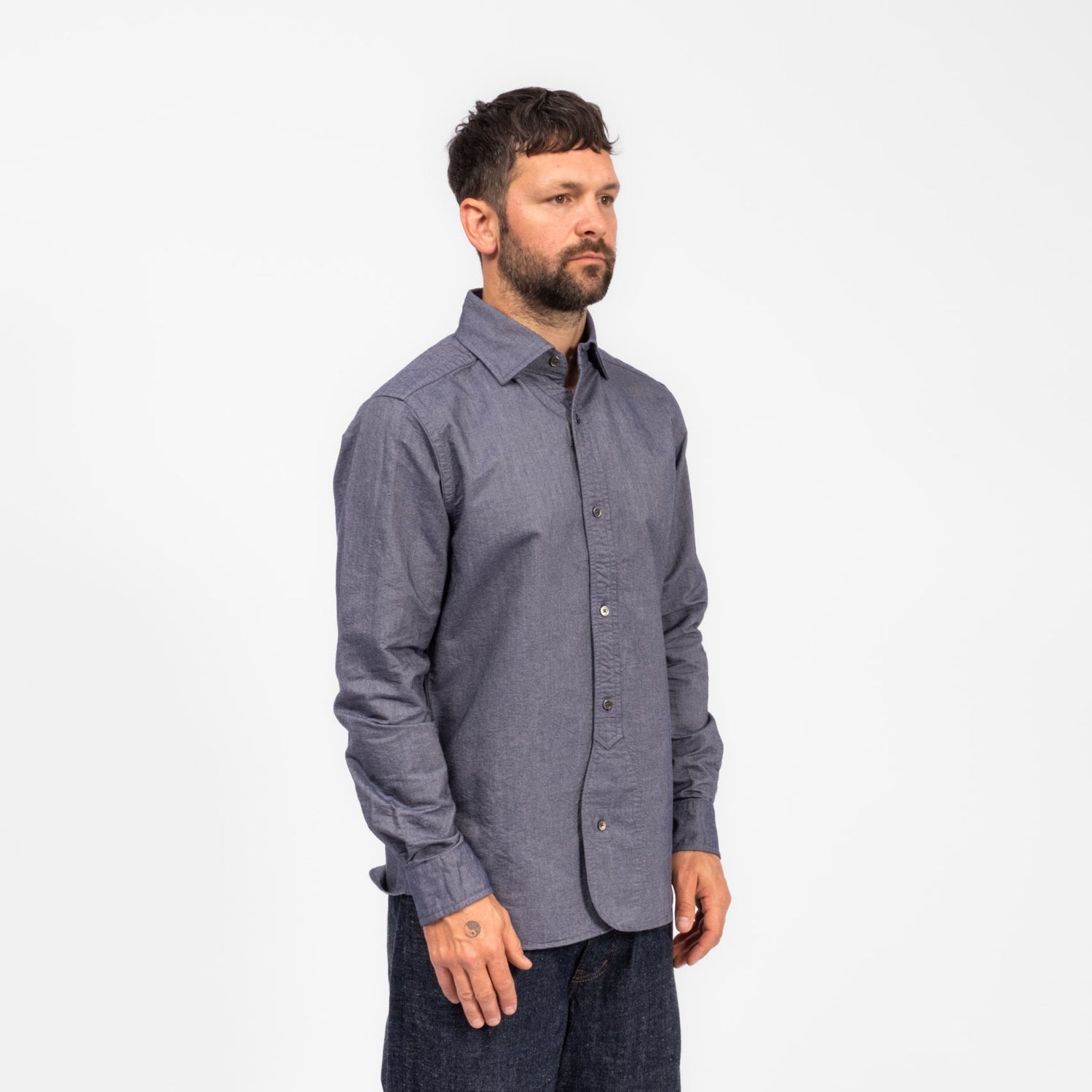 [NIGEL CABOURN] BRITISH OFFICERS SHIRT _ NAVY